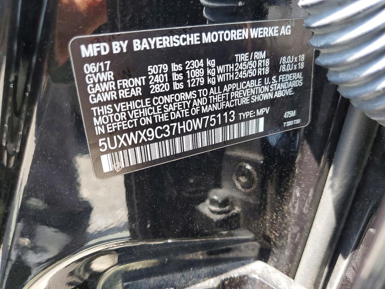 2017 Bmw X3 Xdrive28i Black vin: 5UXWX9C37H0W75113