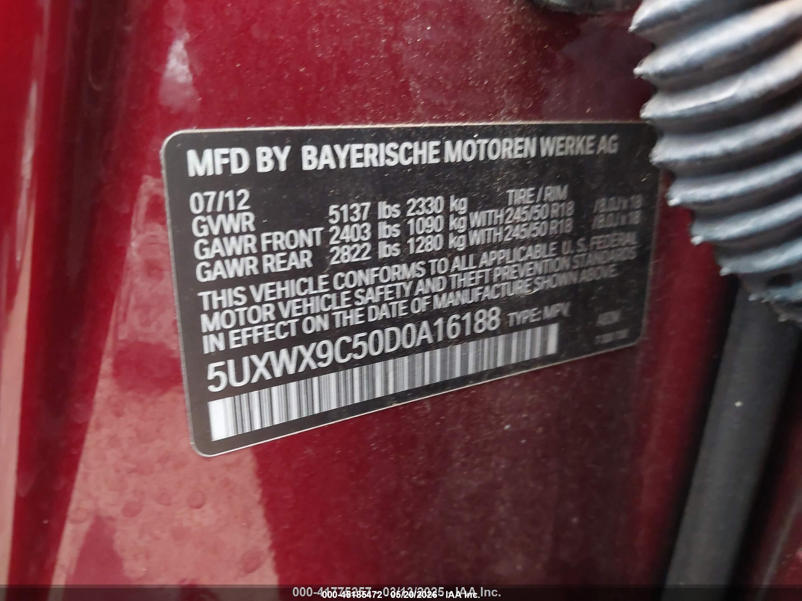 2013 Bmw X3 Xdrive28i Red vin: 5UXWX9C50D0A16188