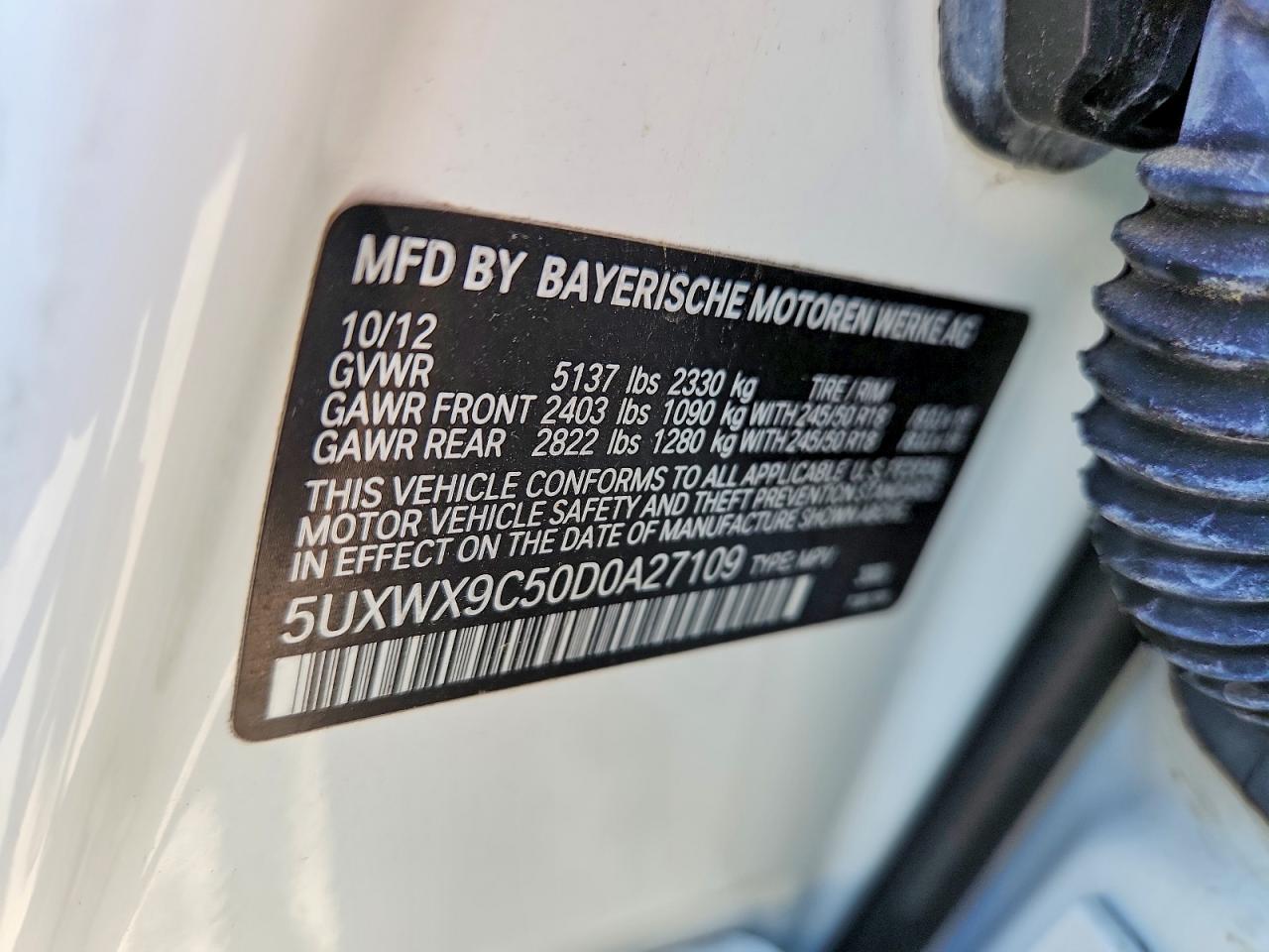 2013 Bmw X3 Xdrive28i White vin: 5UXWX9C50D0A27109