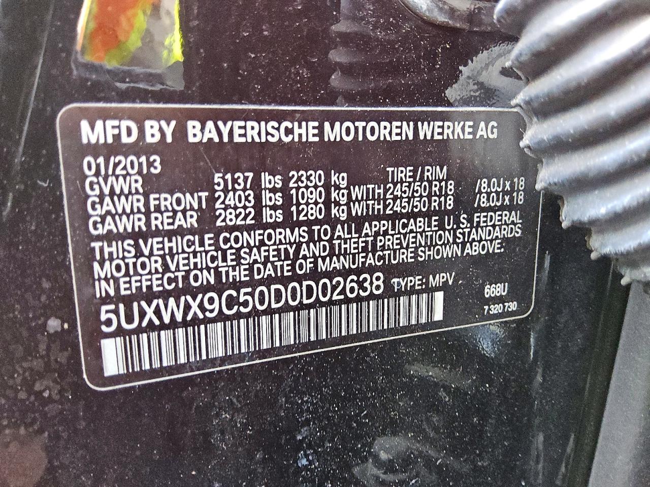 2013 Bmw X3 Xdrive28i Black vin: 5UXWX9C50D0D02638