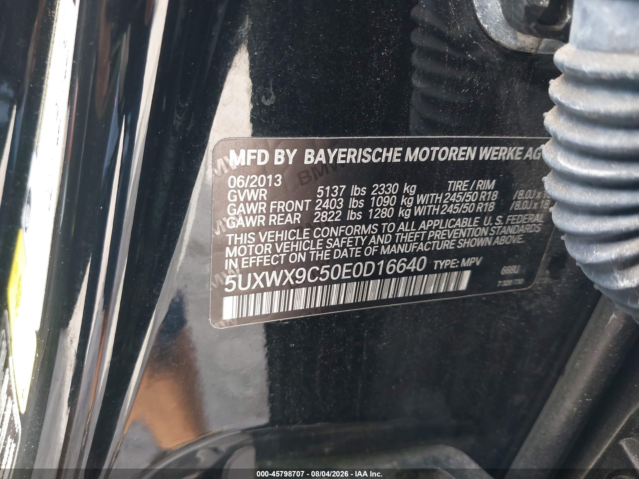 2014 Bmw X3 Xdrive28i Черный vin: 5UXWX9C50E0D16640