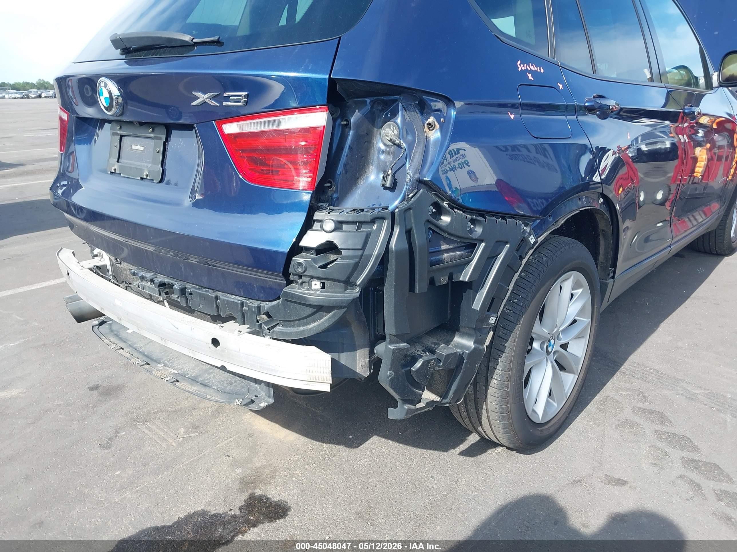 2014 Bmw X3 Xdrive28i Dark Blue vin: 5UXWX9C50E0D27945