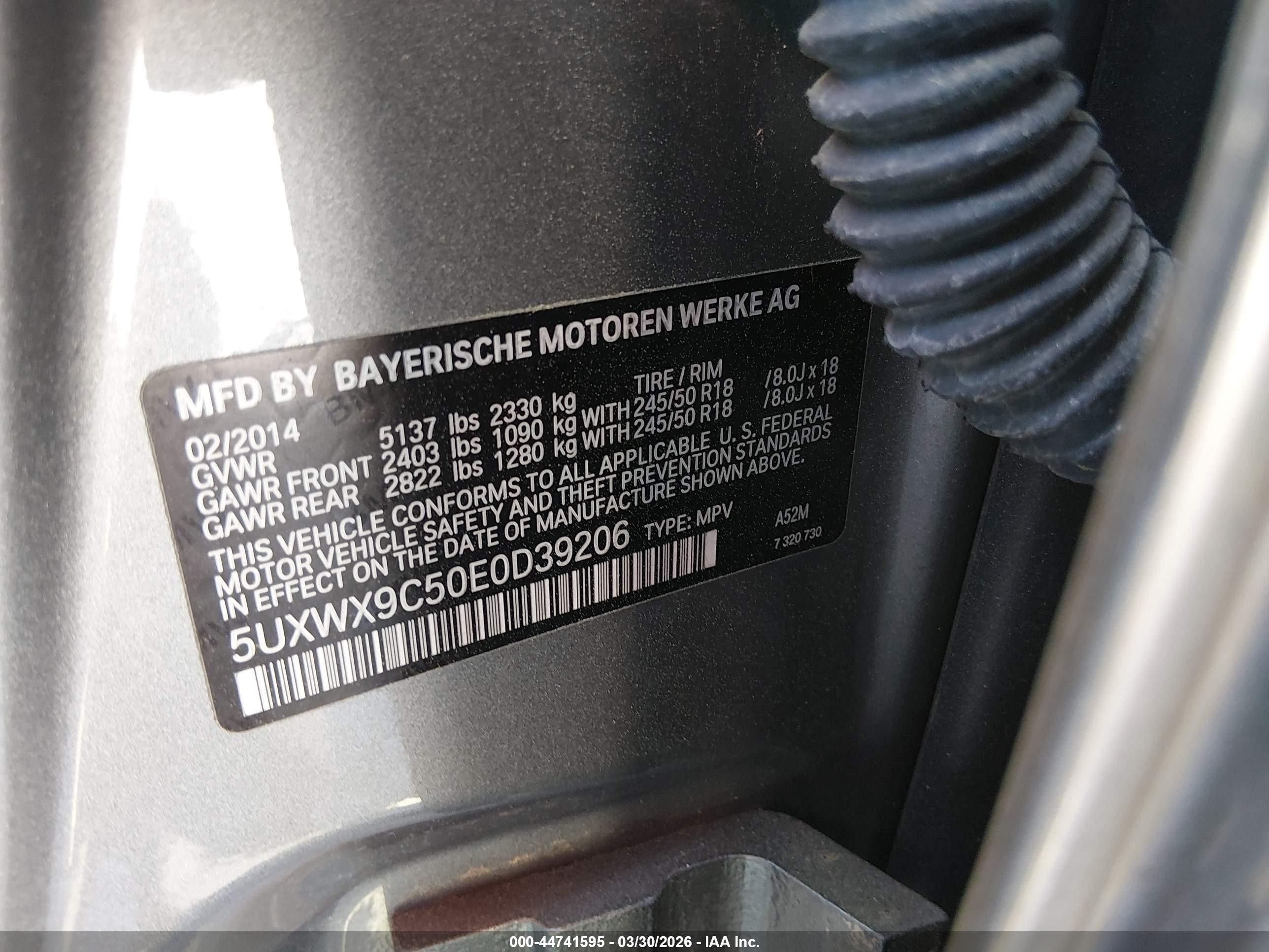 2014 Bmw X3 Xdrive28i Gray vin: 5UXWX9C50E0D39206