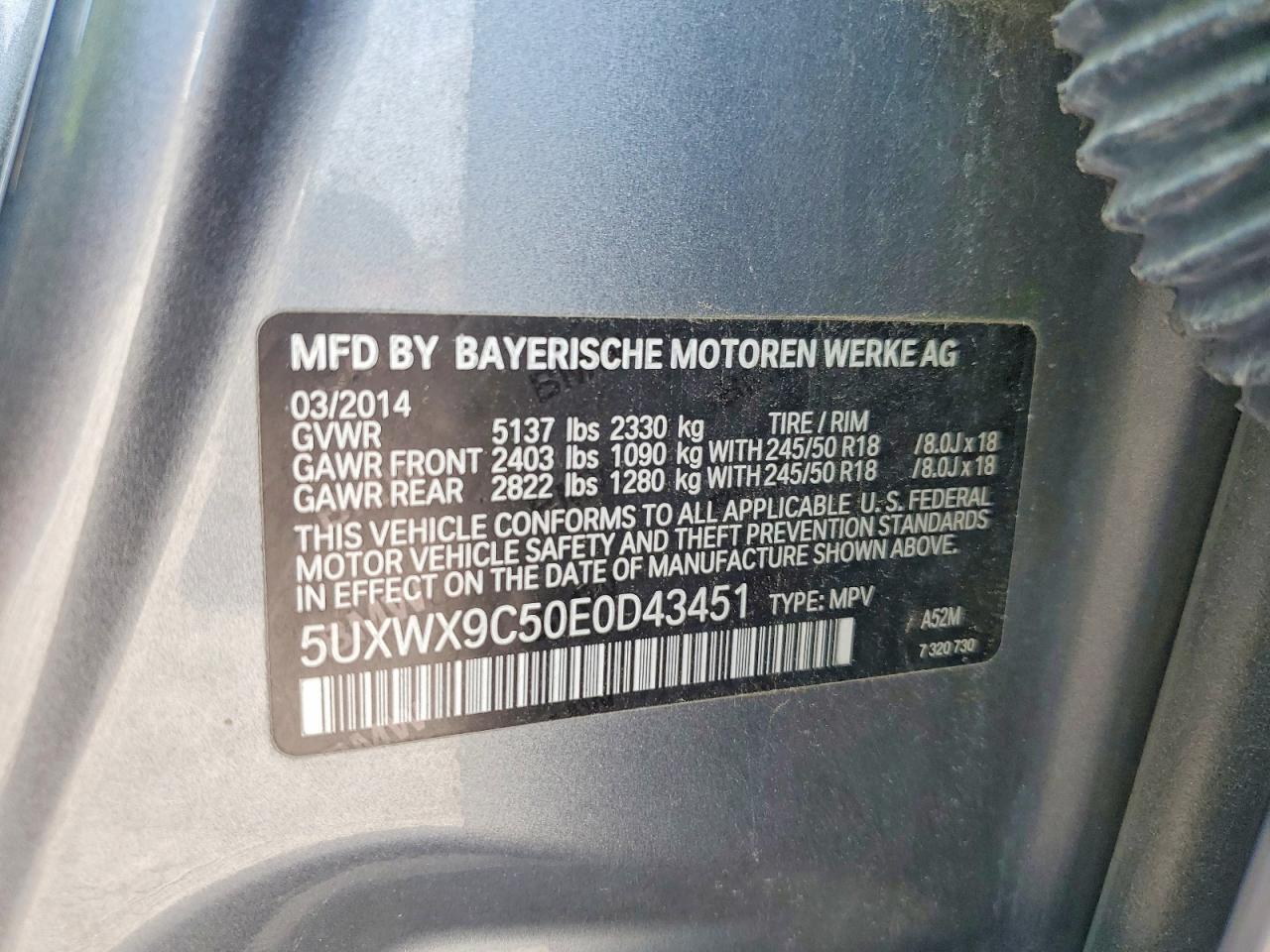 2014 Bmw X3 Xdrive28i Silver vin: 5UXWX9C50E0D43451