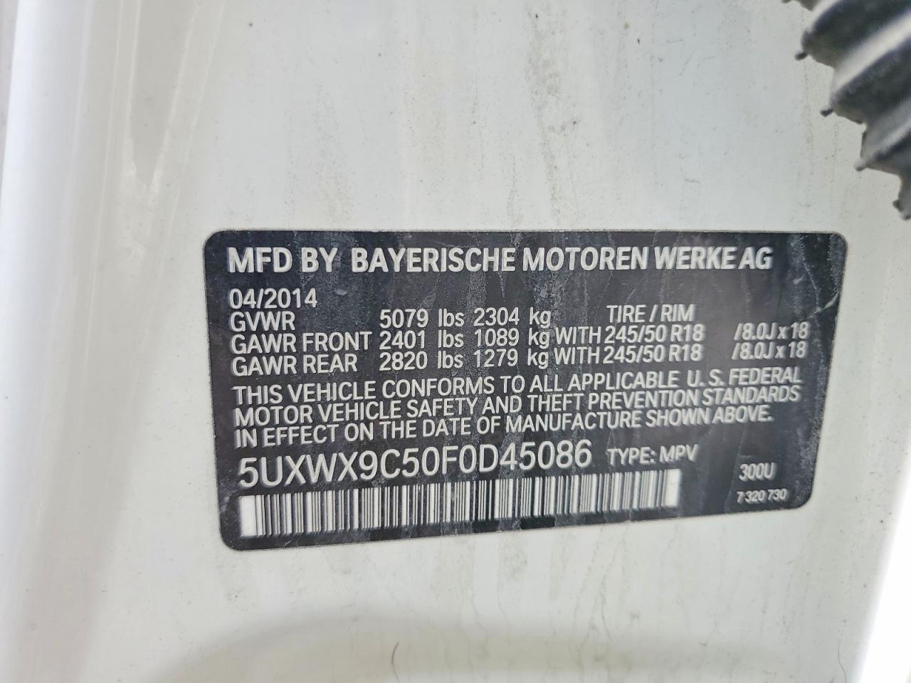 2015 Bmw X3 Xdrive28i White vin: 5UXWX9C50F0D45086