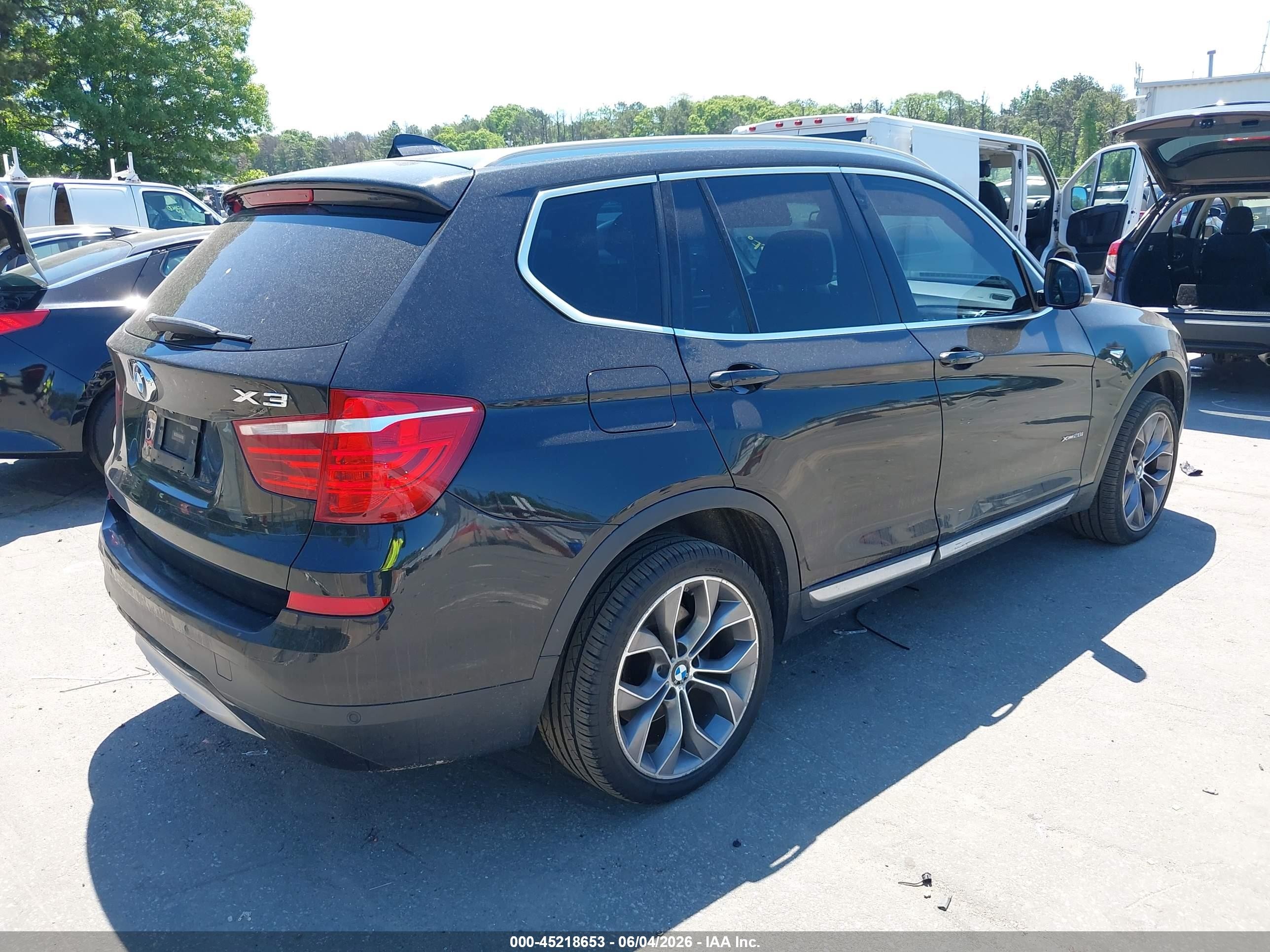2015 Bmw X3 Xdrive28i Black vin: 5UXWX9C50F0D45301