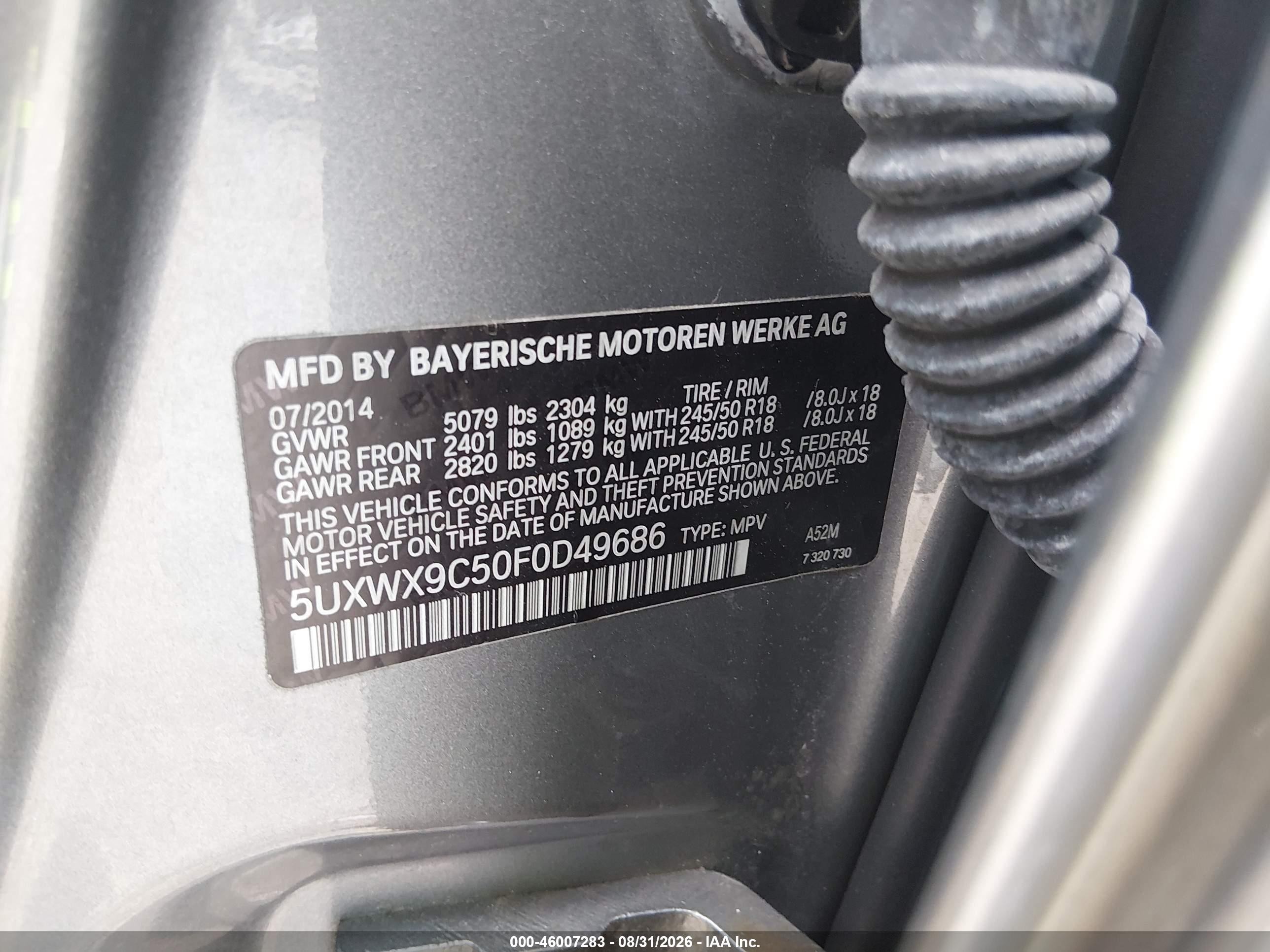 2015 Bmw X3 Xdrive28i Gray vin: 5UXWX9C50F0D49686