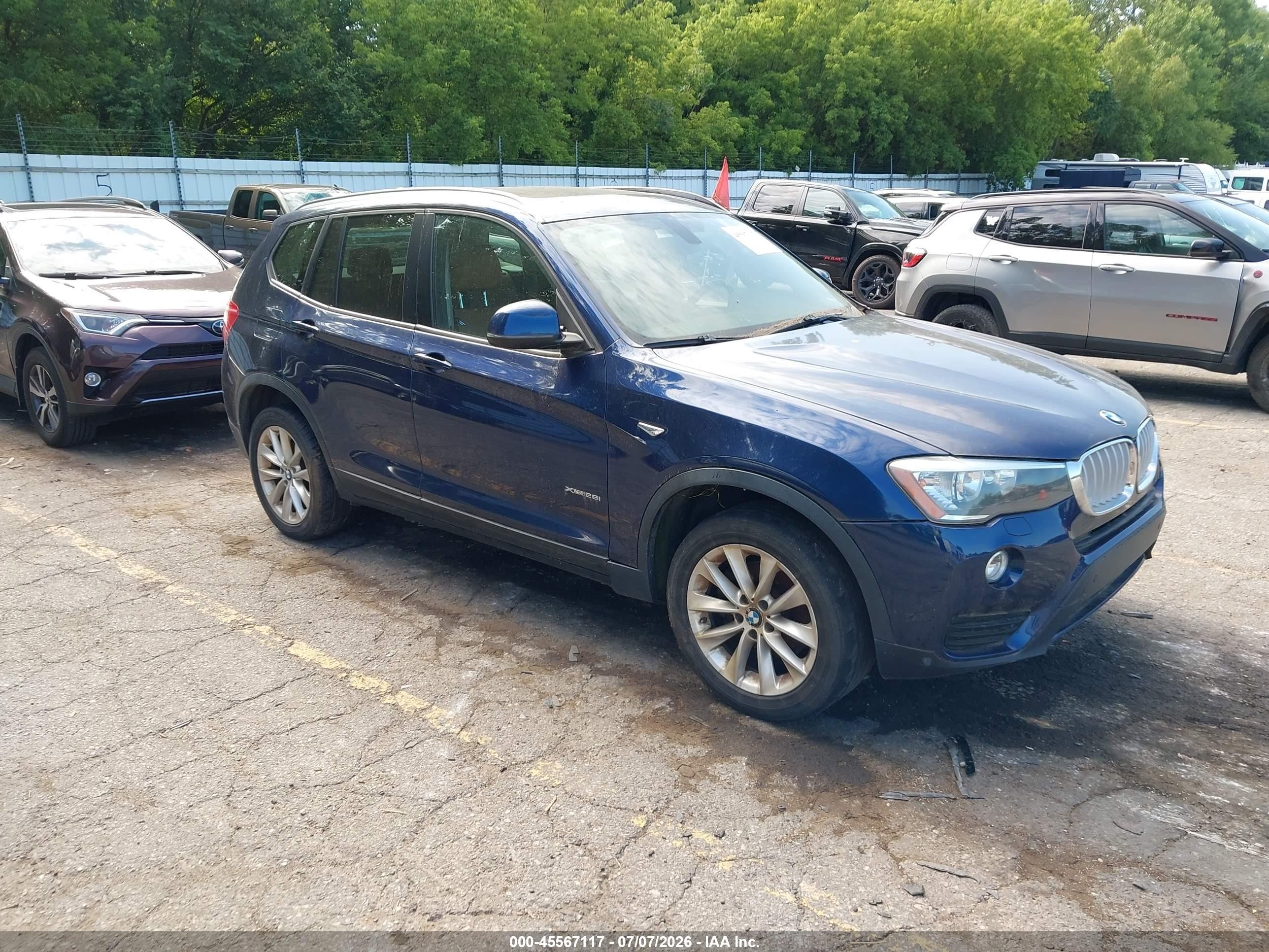 2015 Bmw X3 Xdrive28i Синий vin: 5UXWX9C50F0D49896