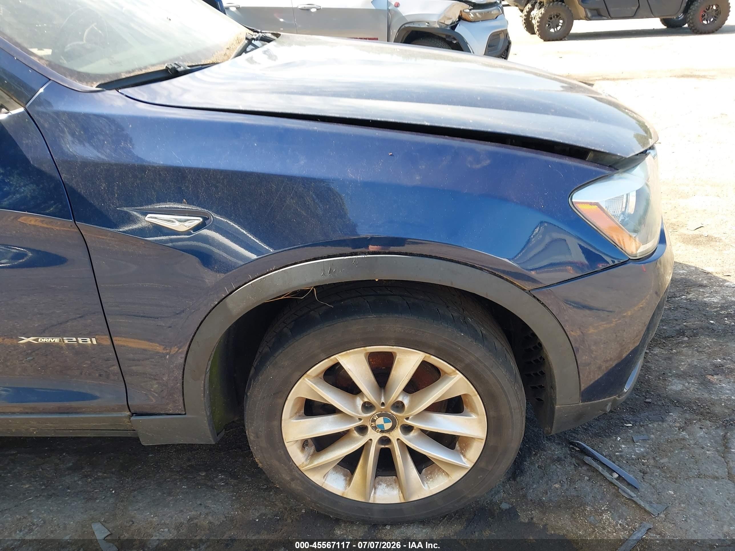 2015 Bmw X3 Xdrive28i Синий vin: 5UXWX9C50F0D49896
