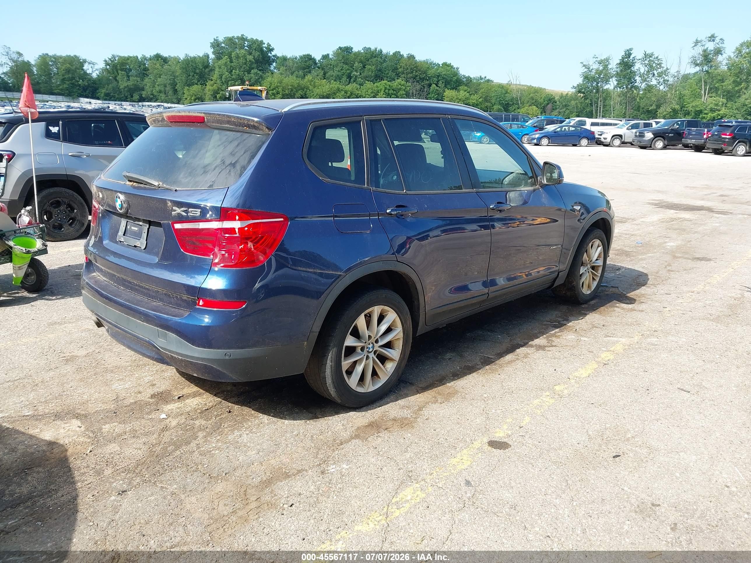 2015 Bmw X3 Xdrive28i Синий vin: 5UXWX9C50F0D49896