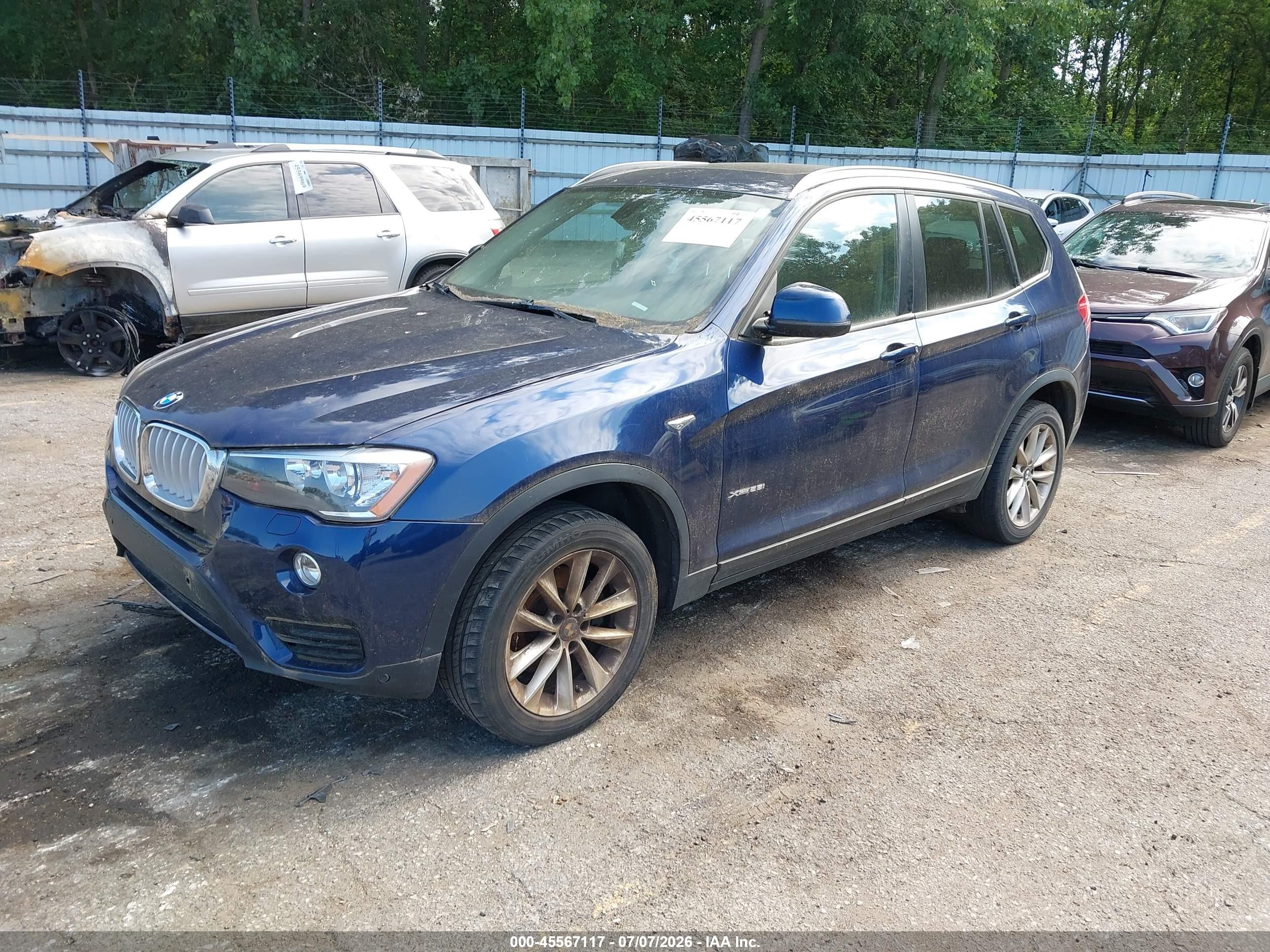 2015 Bmw X3 Xdrive28i Синий vin: 5UXWX9C50F0D49896