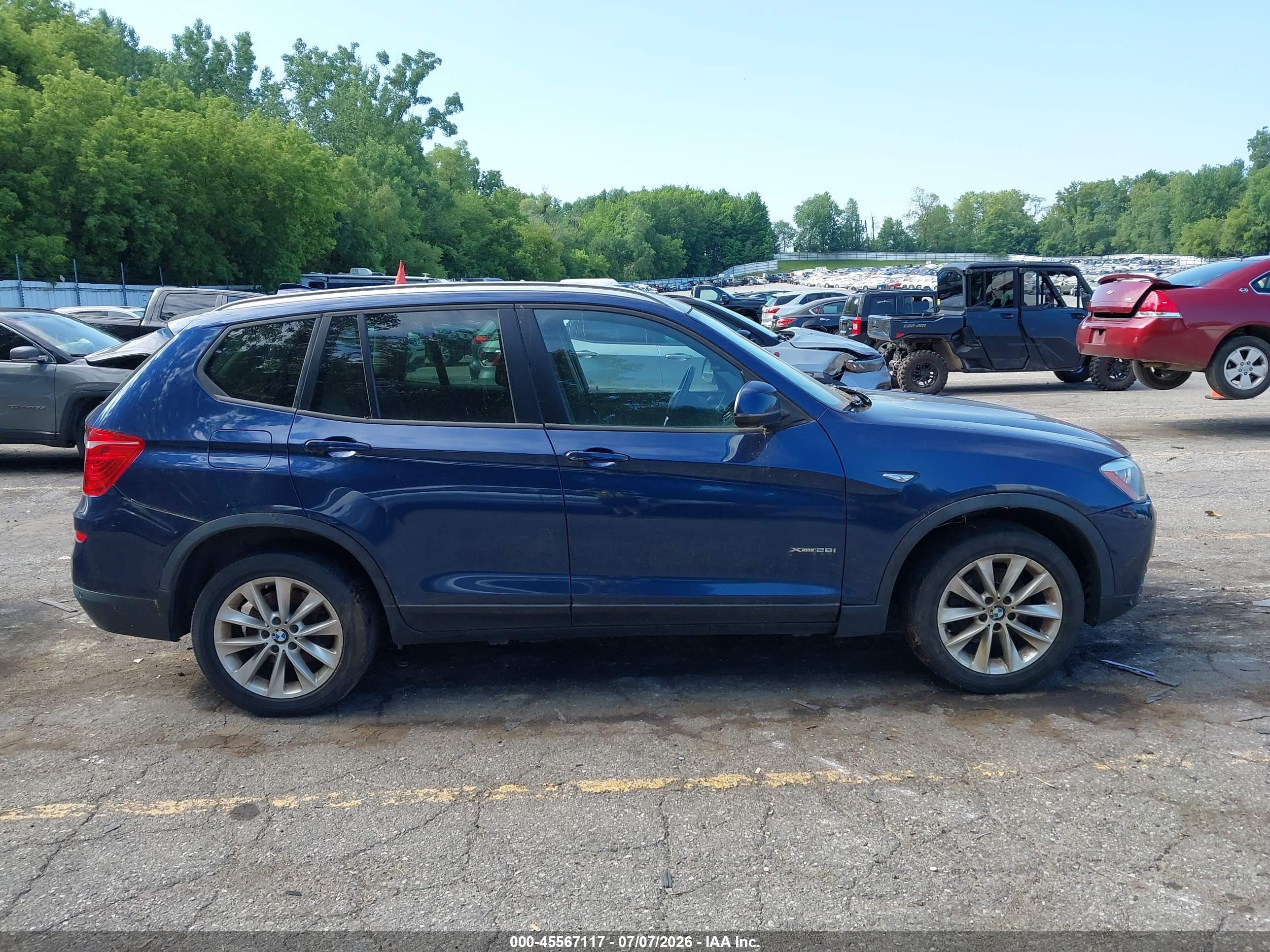 2015 Bmw X3 Xdrive28i Синий vin: 5UXWX9C50F0D49896
