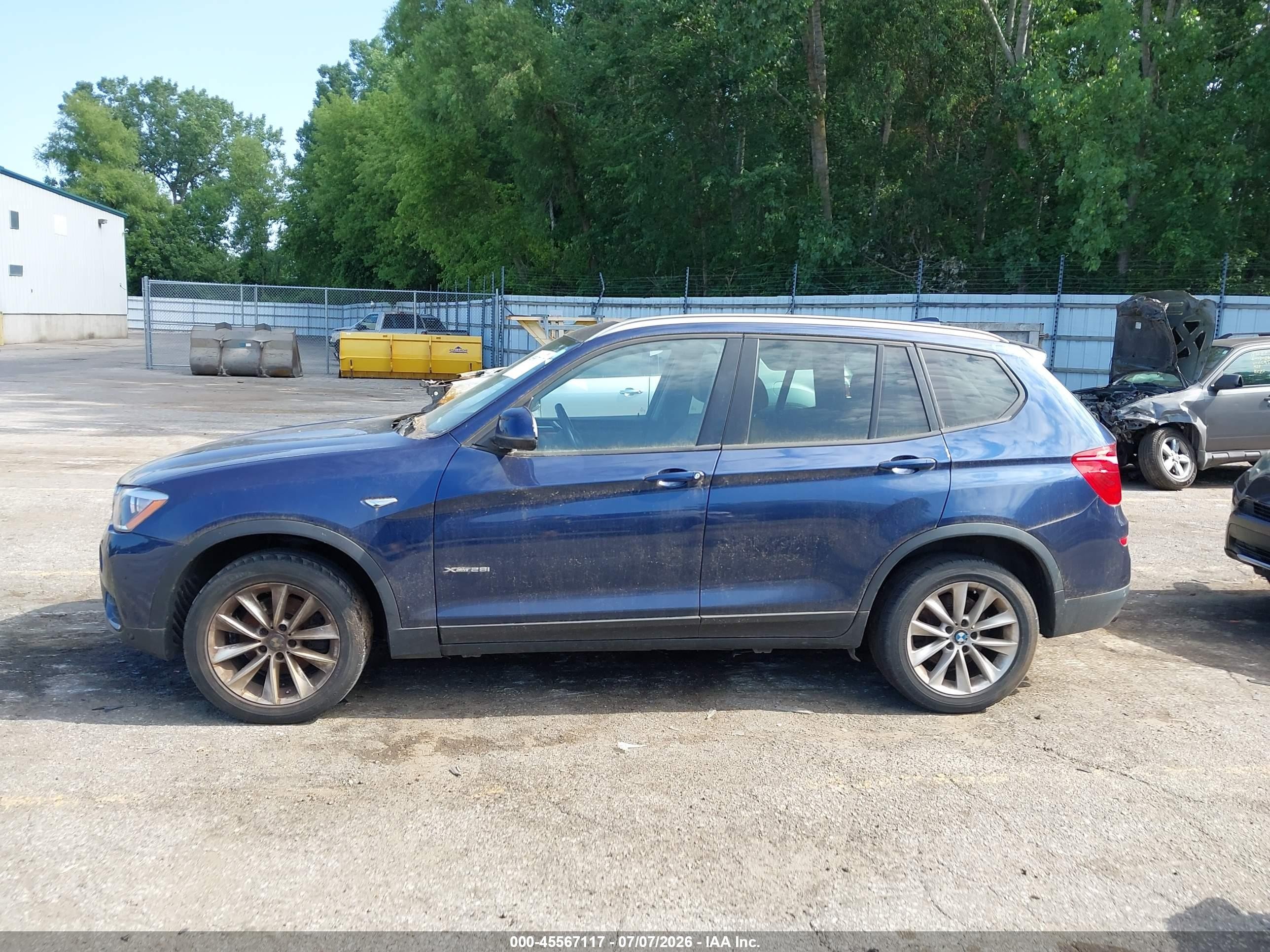 2015 Bmw X3 Xdrive28i Синий vin: 5UXWX9C50F0D49896