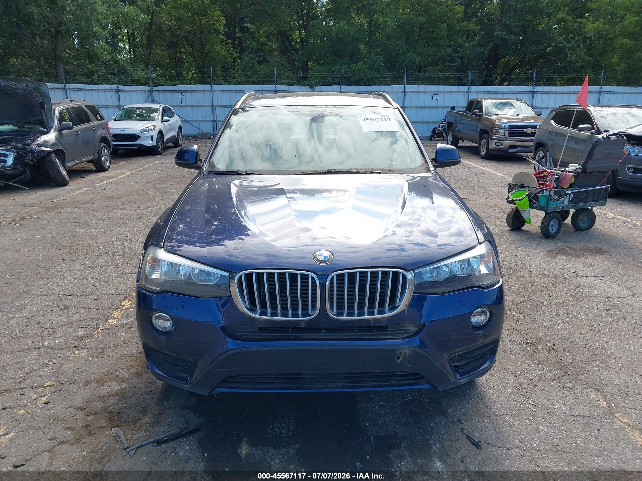 2015 Bmw X3 Xdrive28i Синий vin: 5UXWX9C50F0D49896
