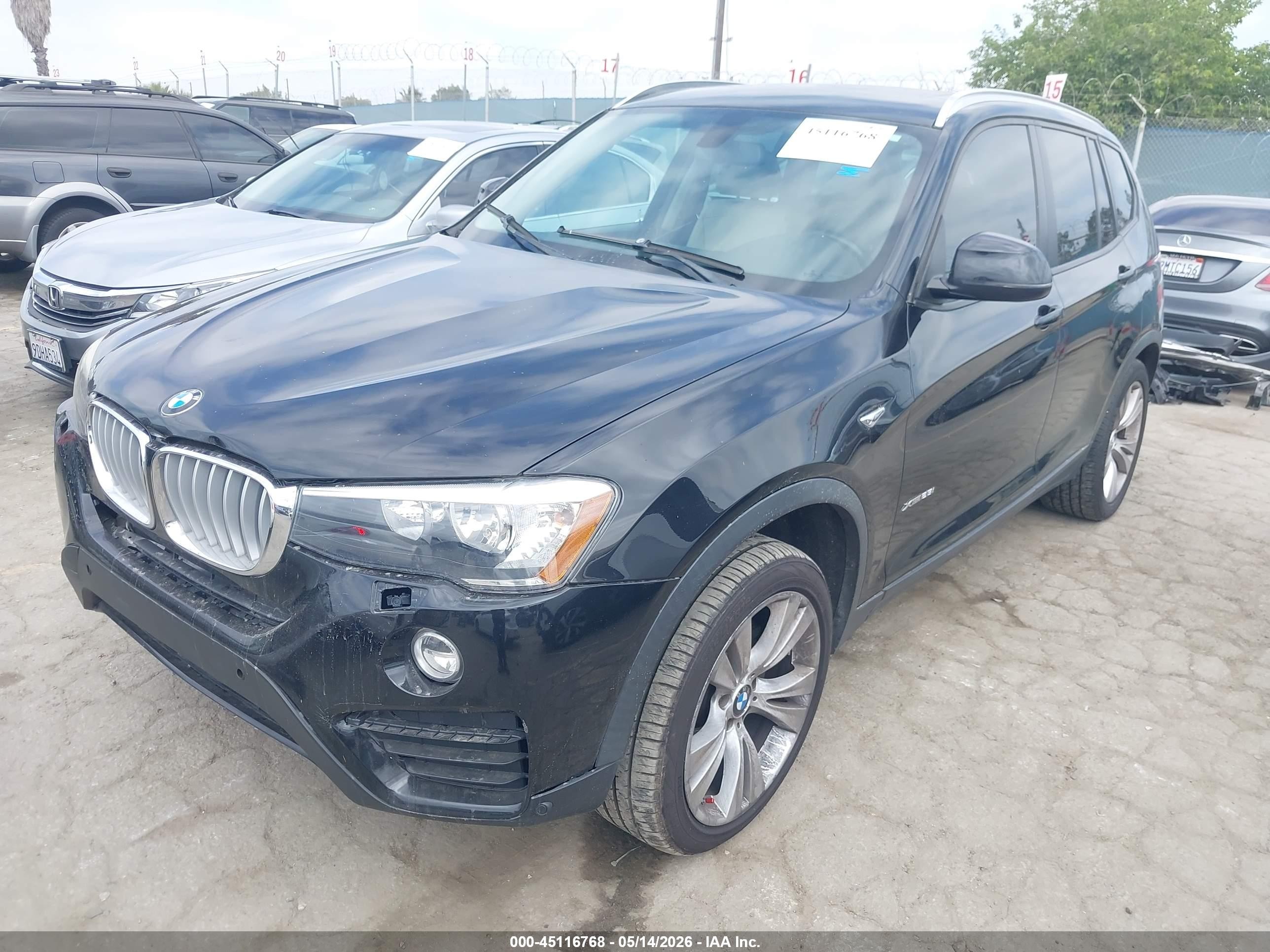 2015 Bmw X3 Xdrive28i Black vin: 5UXWX9C50F0D53804