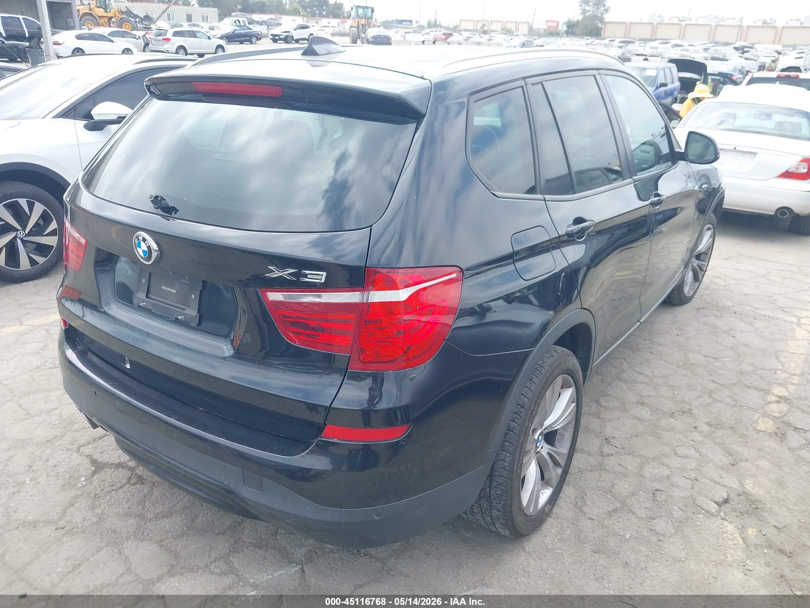 2015 Bmw X3 Xdrive28i Black vin: 5UXWX9C50F0D53804