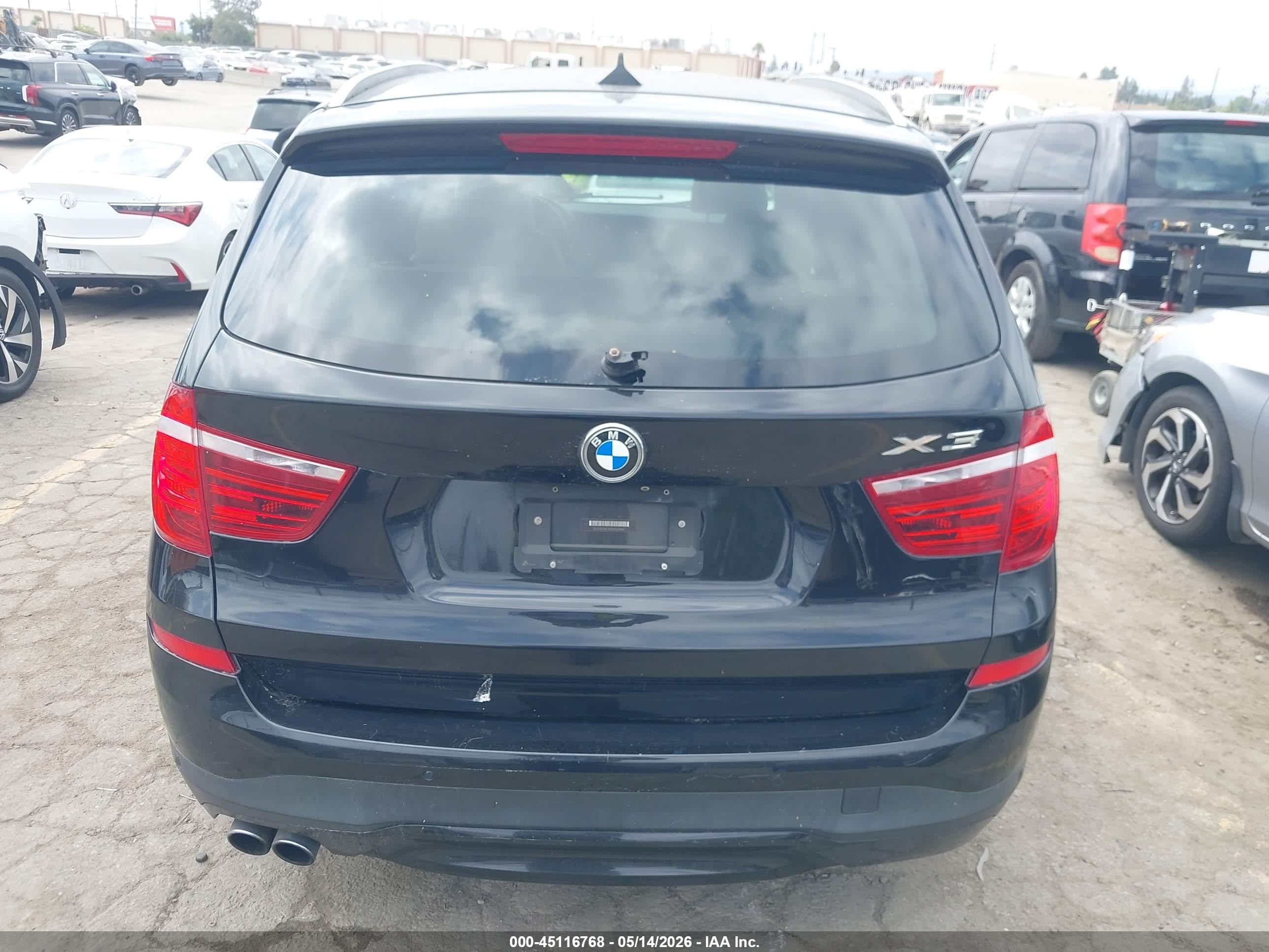 2015 Bmw X3 Xdrive28i Black vin: 5UXWX9C50F0D53804