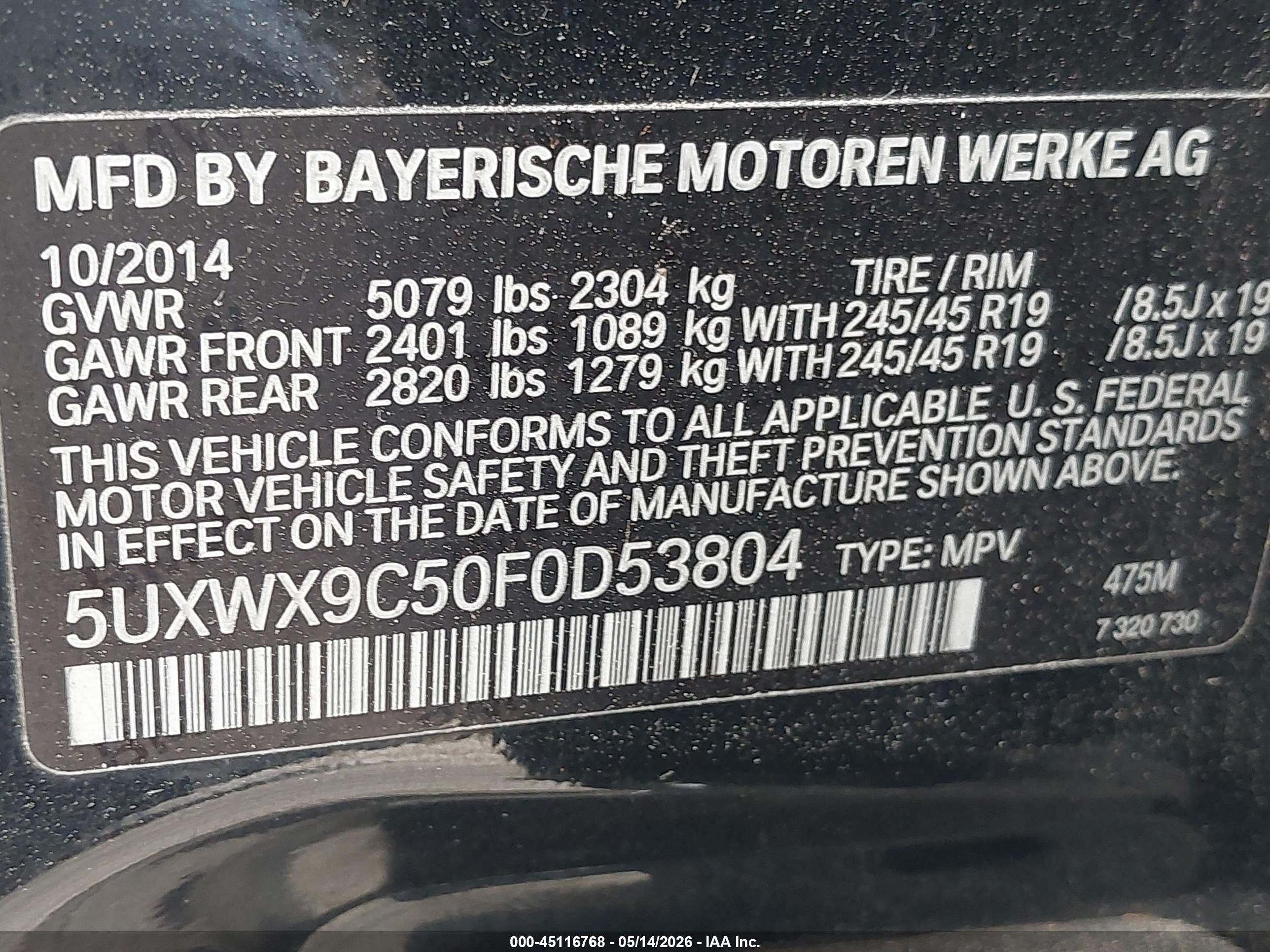 2015 Bmw X3 Xdrive28i Black vin: 5UXWX9C50F0D53804