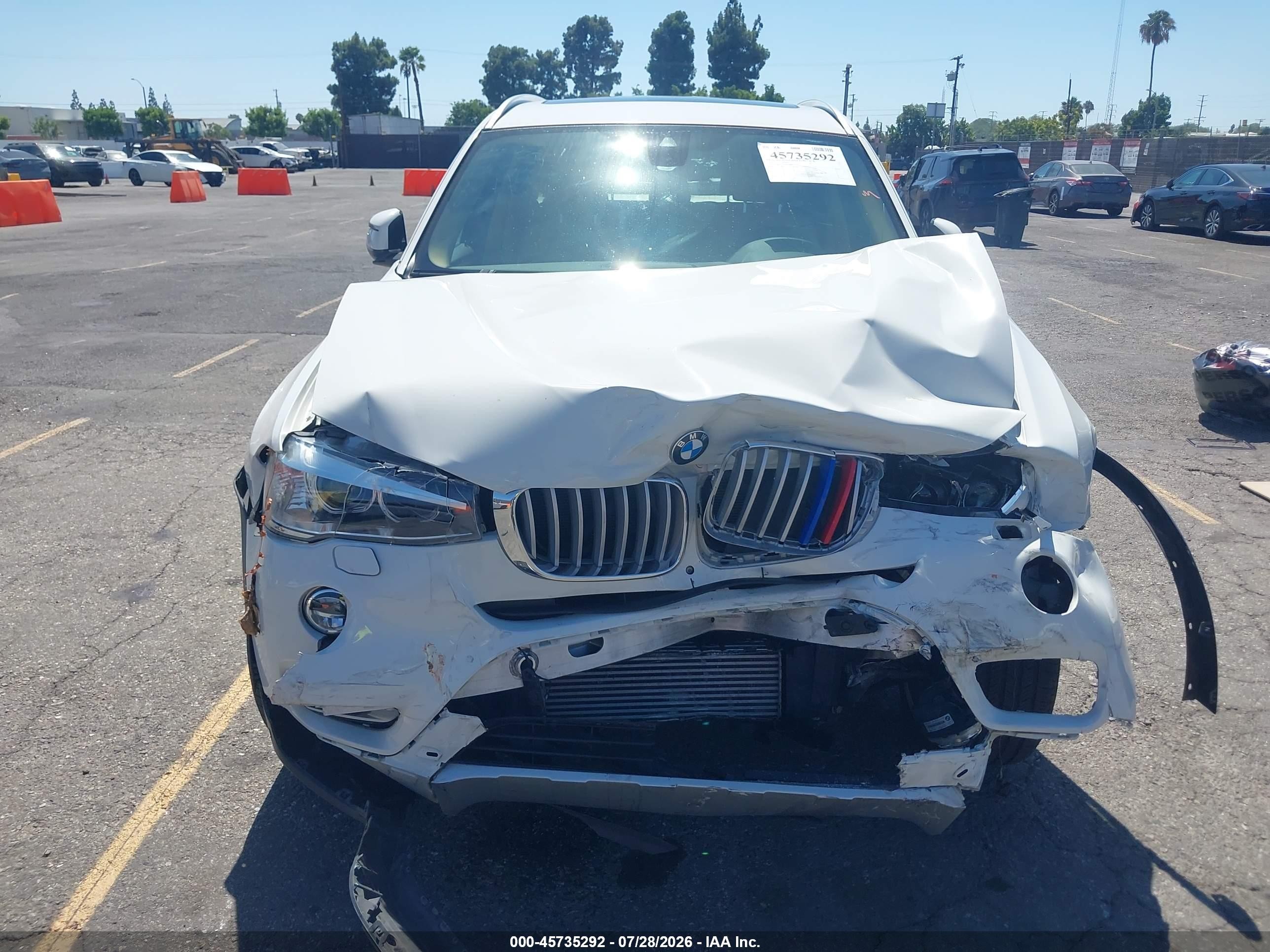 2015 Bmw X3 Xdrive28i White vin: 5UXWX9C50F0D54841