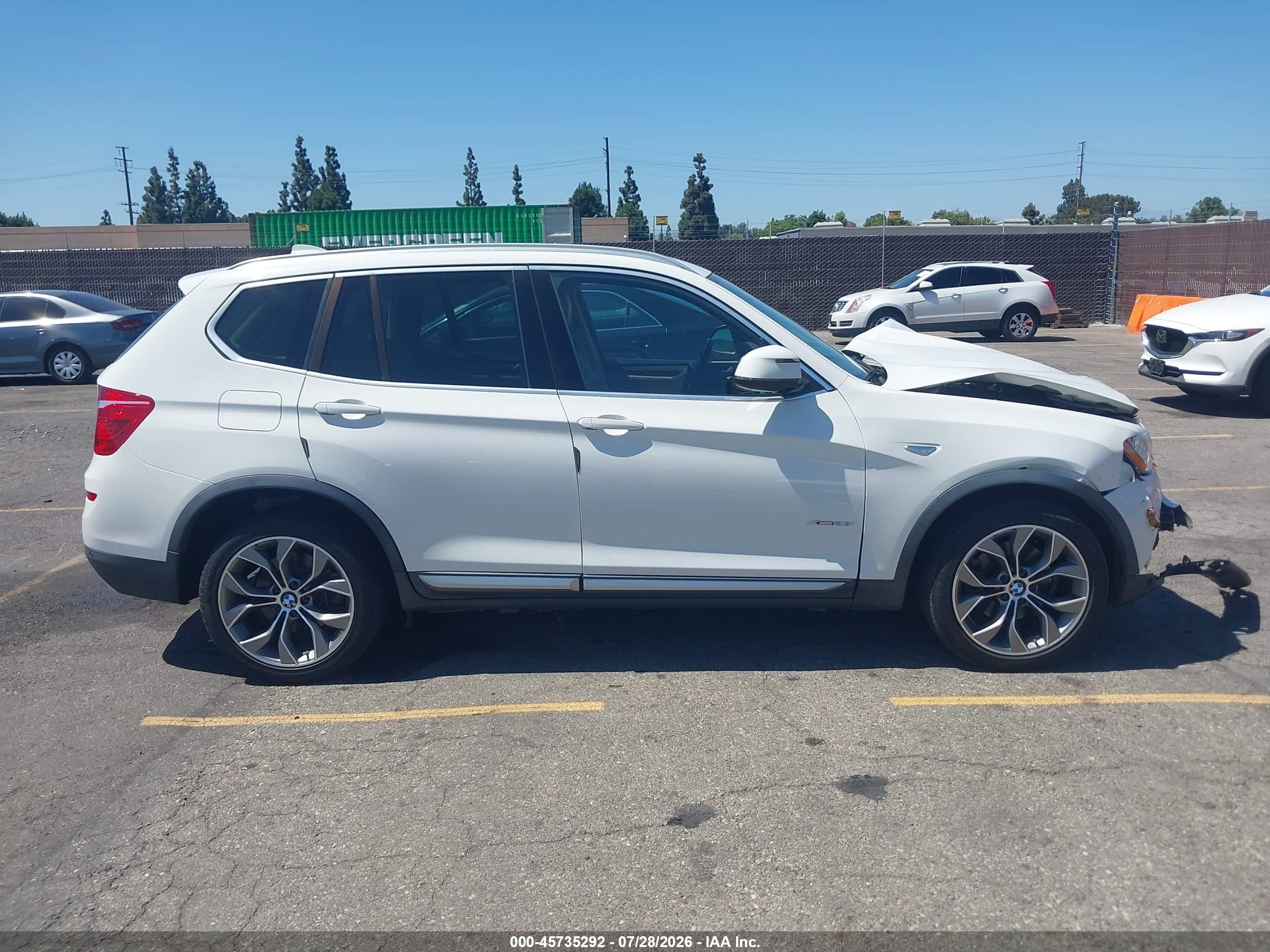 2015 Bmw X3 Xdrive28i White vin: 5UXWX9C50F0D54841