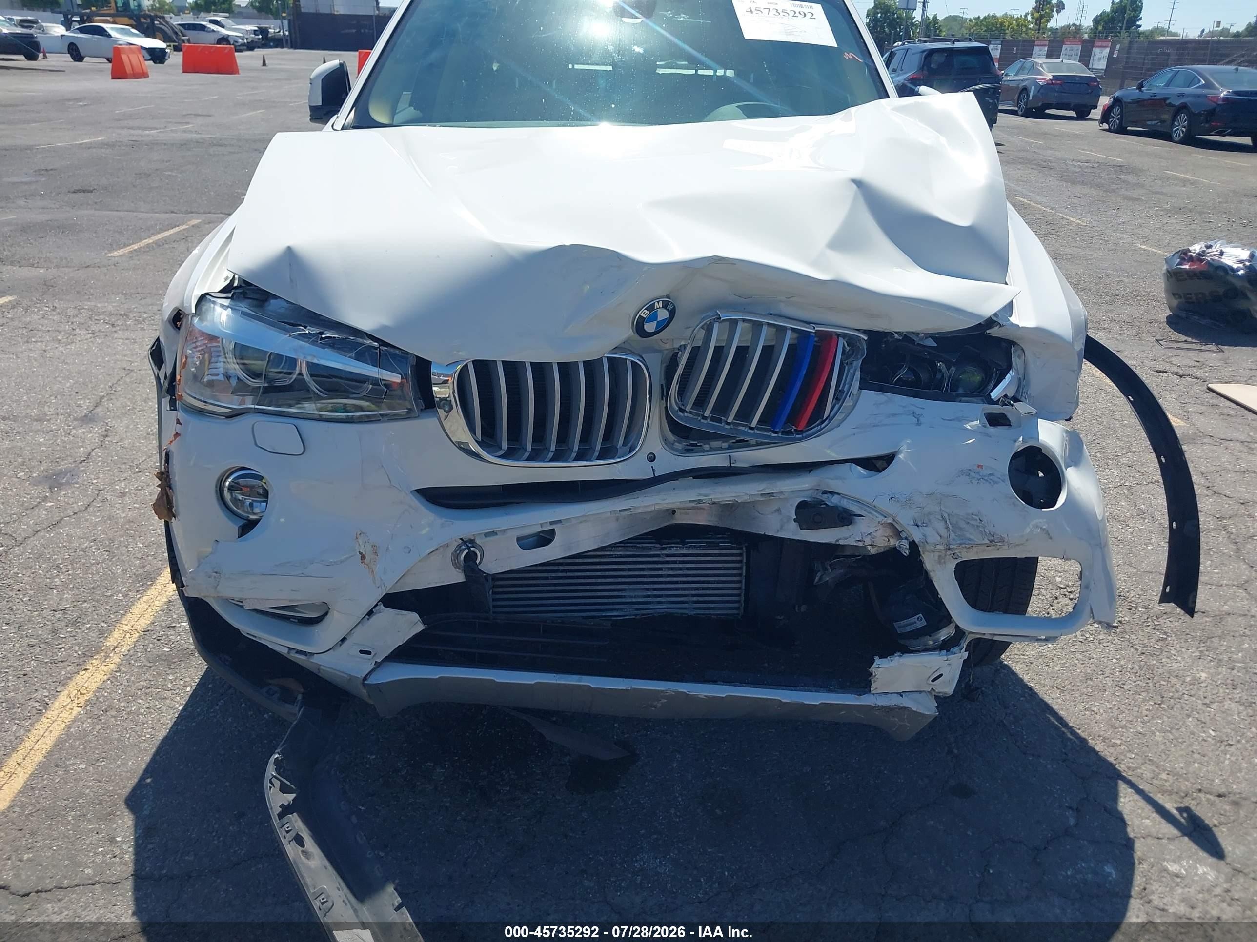 2015 Bmw X3 Xdrive28i White vin: 5UXWX9C50F0D54841