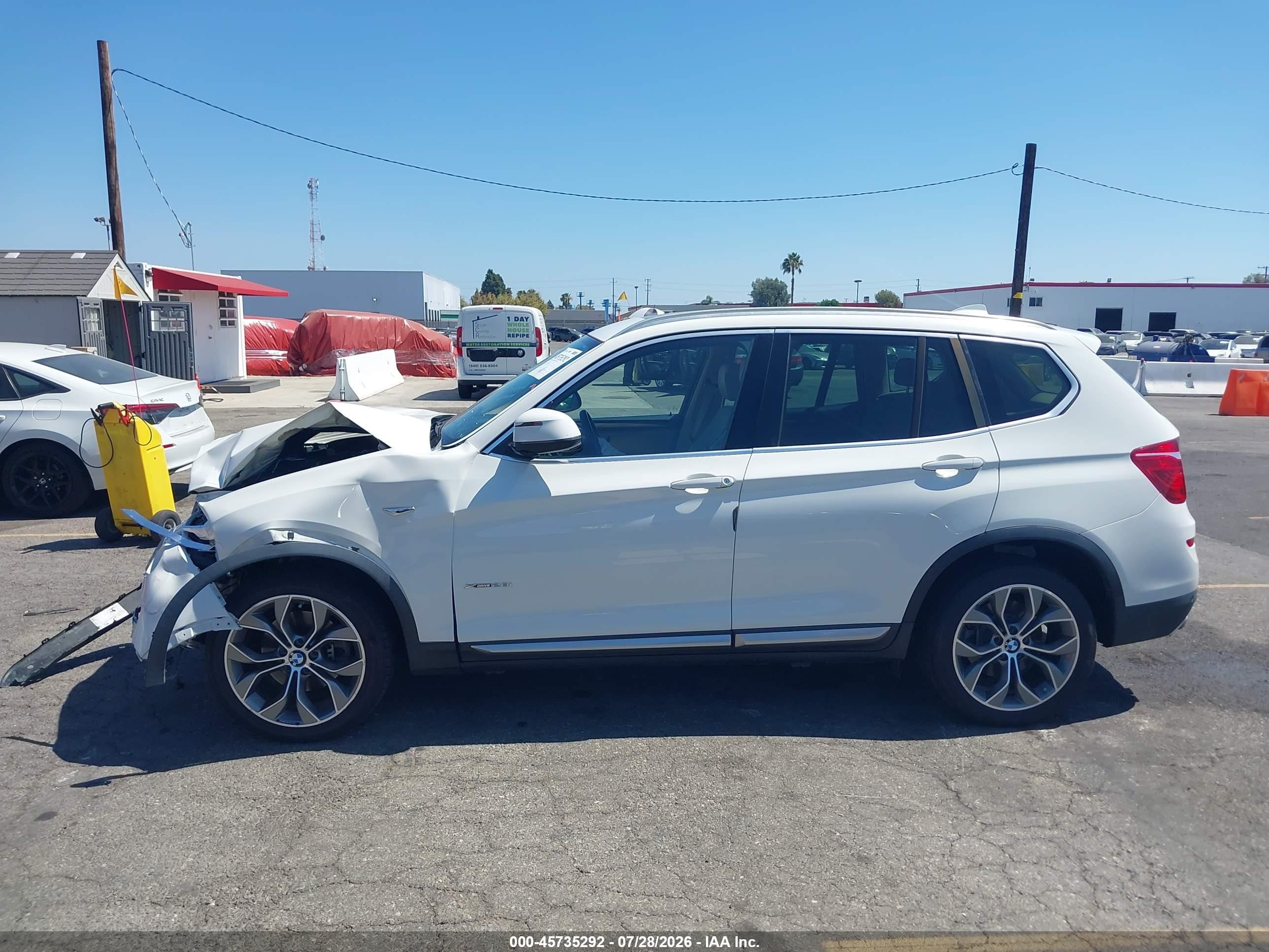 2015 Bmw X3 Xdrive28i White vin: 5UXWX9C50F0D54841