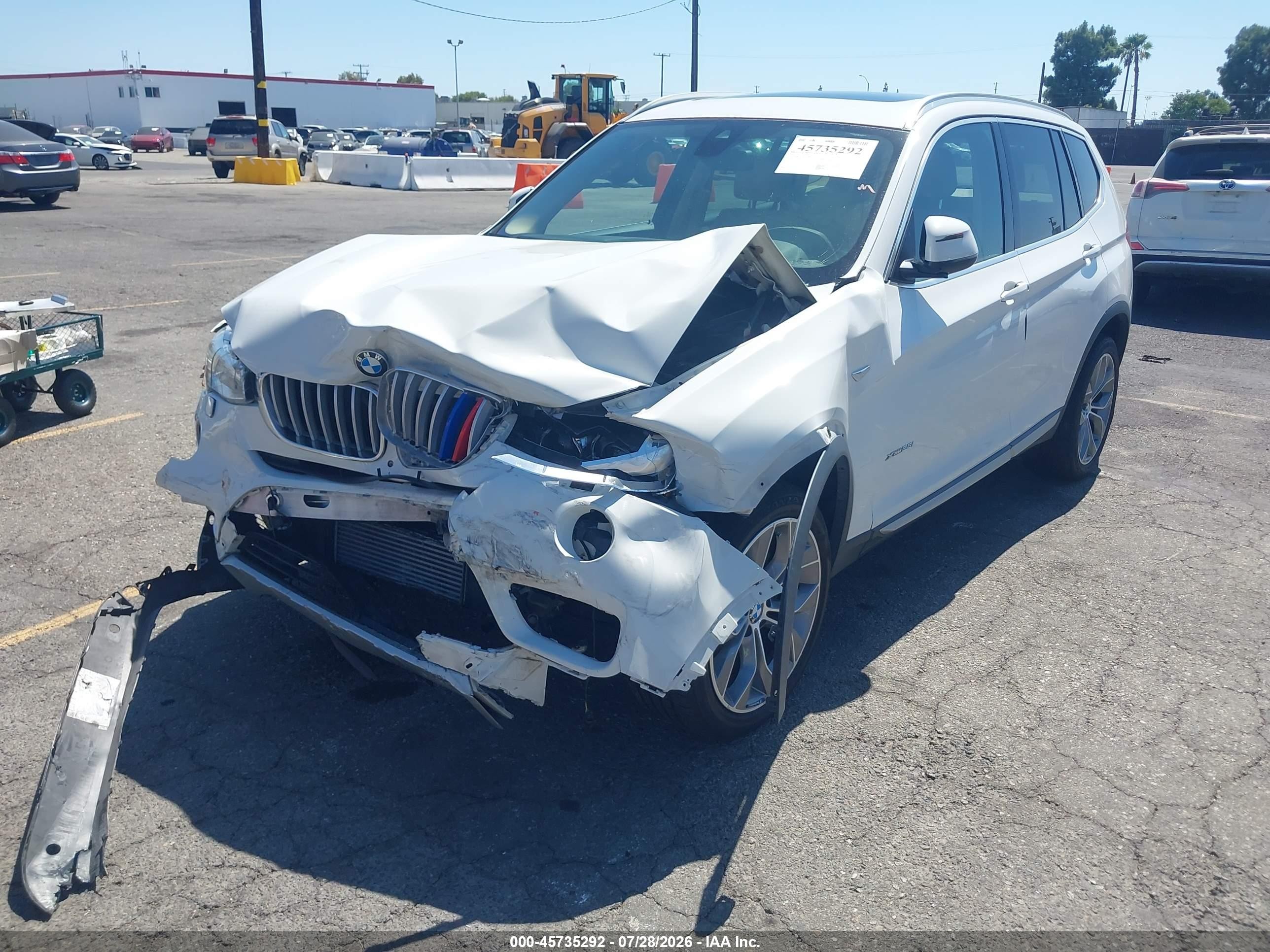 2015 Bmw X3 Xdrive28i White vin: 5UXWX9C50F0D54841