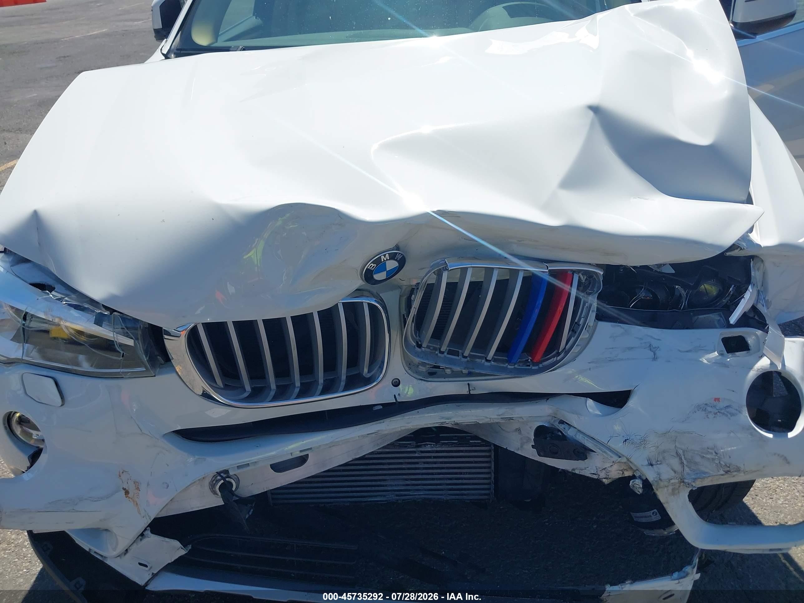 2015 Bmw X3 Xdrive28i White vin: 5UXWX9C50F0D54841