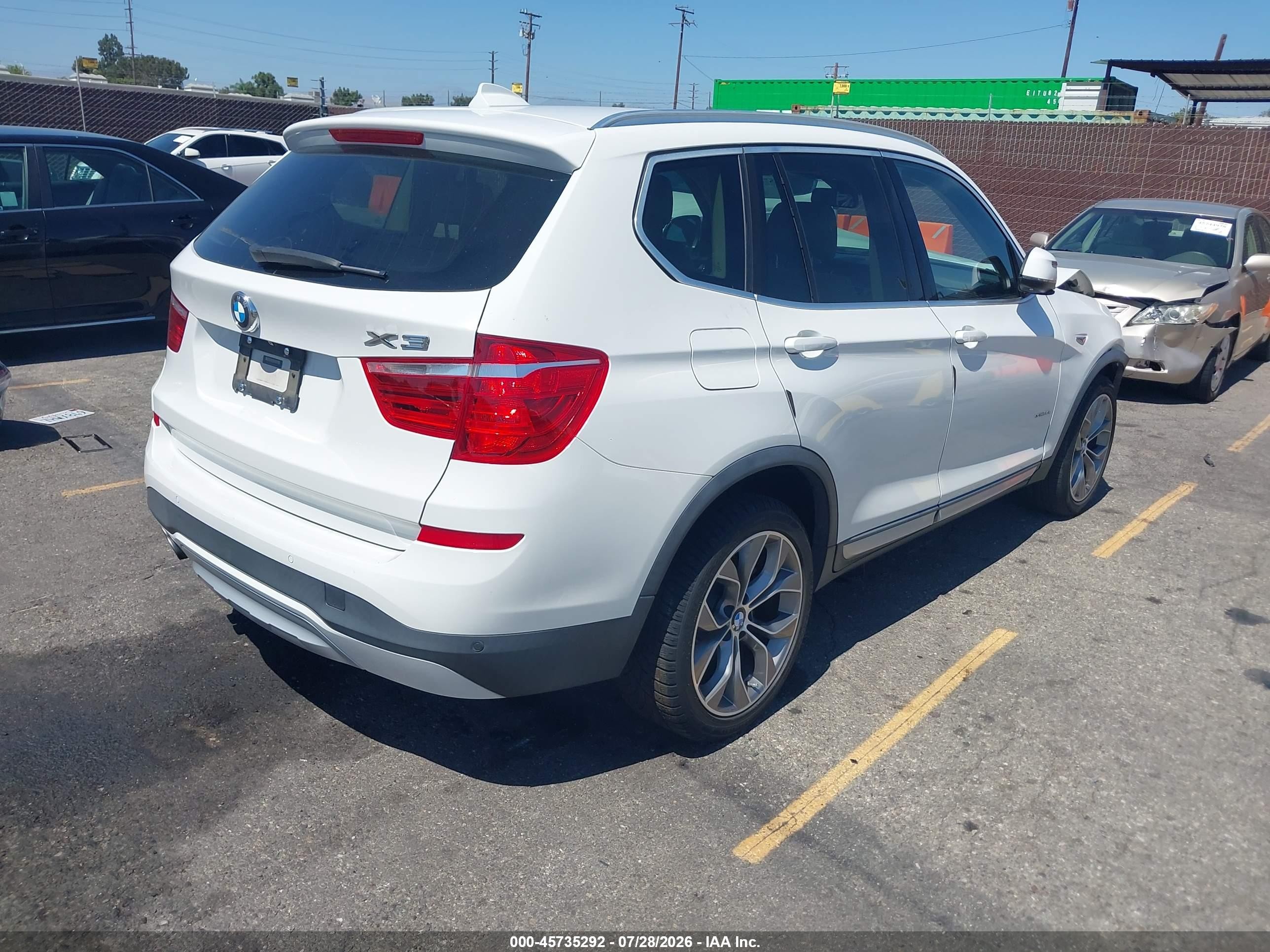 2015 Bmw X3 Xdrive28i White vin: 5UXWX9C50F0D54841