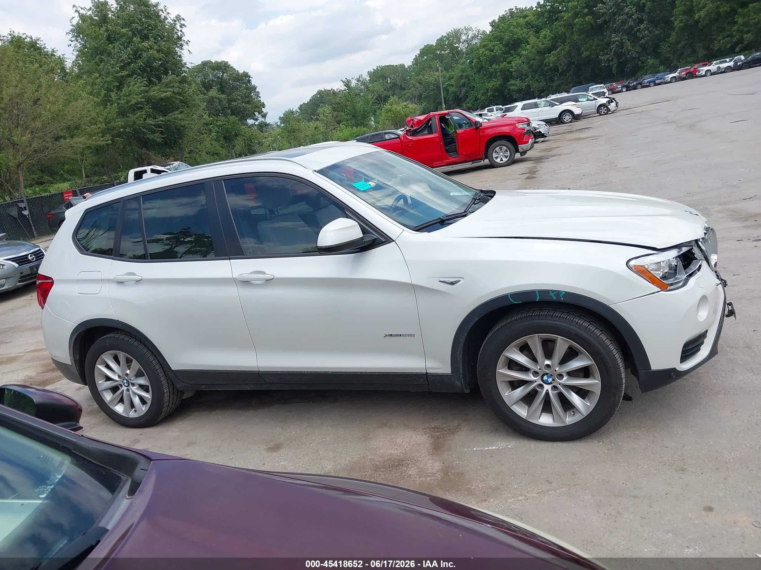 2015 Bmw X3 Xdrive28i White vin: 5UXWX9C50F0D56024