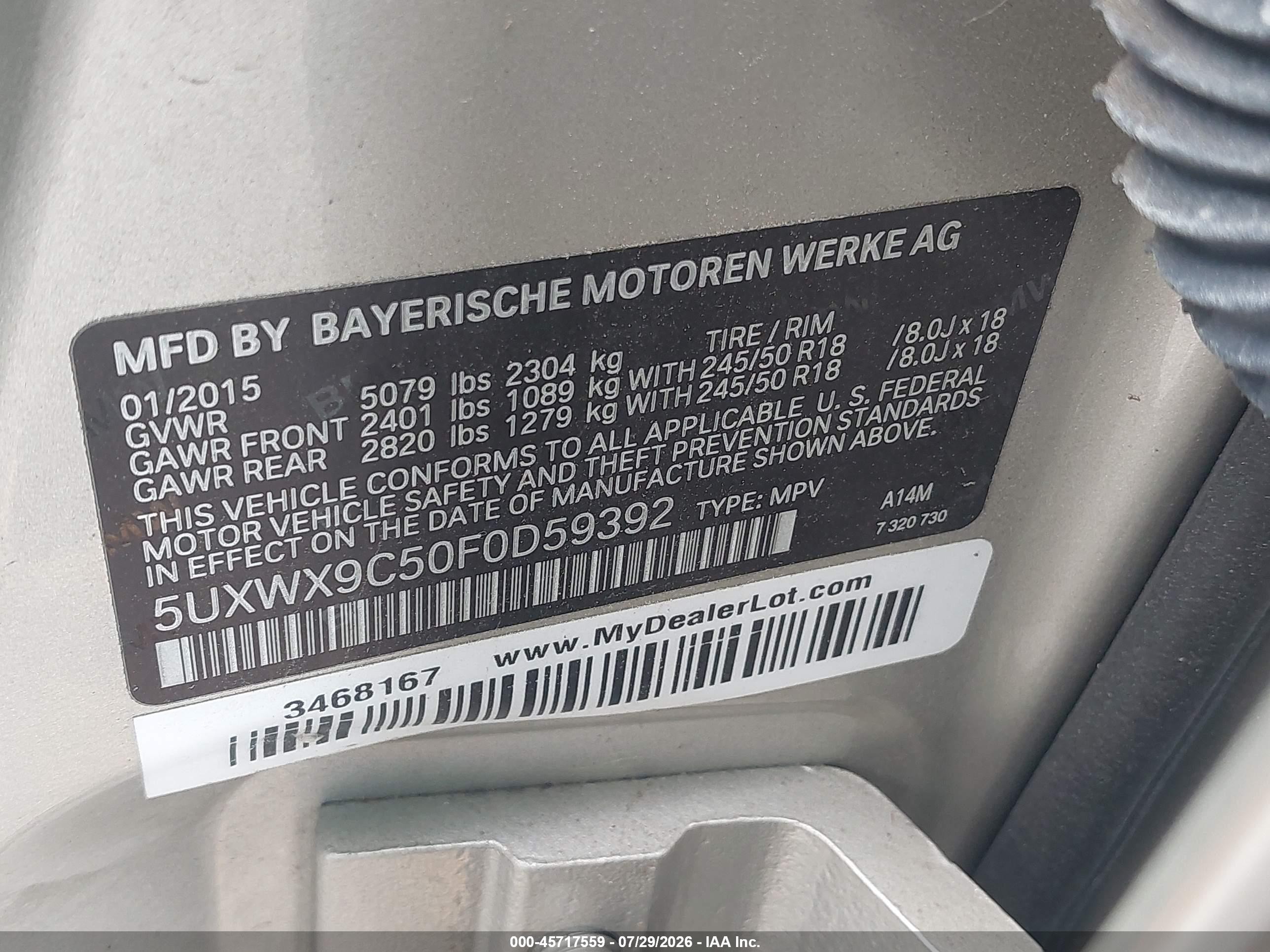 2015 Bmw X3 Xdrive28i Beige vin: 5UXWX9C50F0D59392