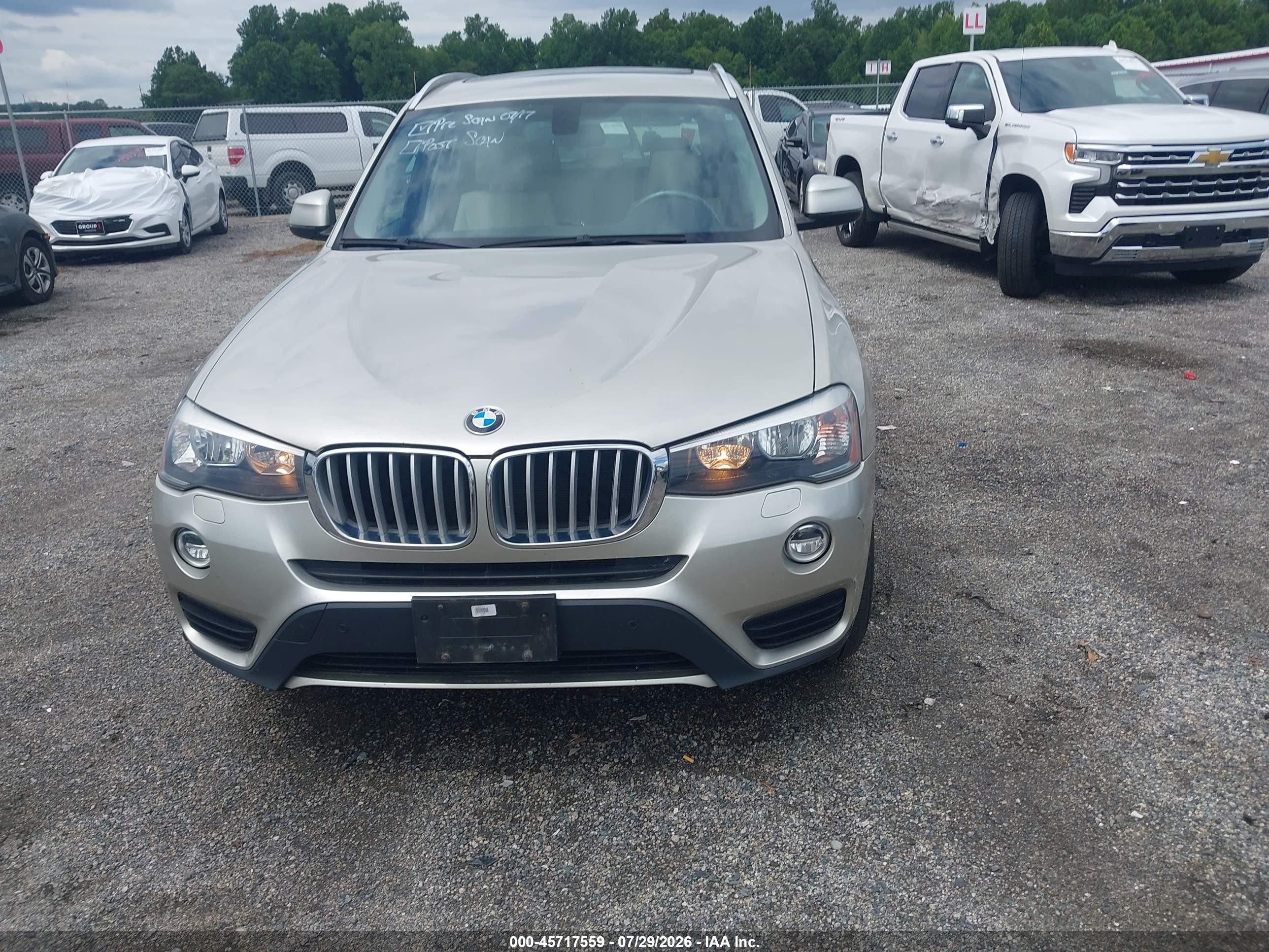 2015 Bmw X3 Xdrive28i Beige vin: 5UXWX9C50F0D59392