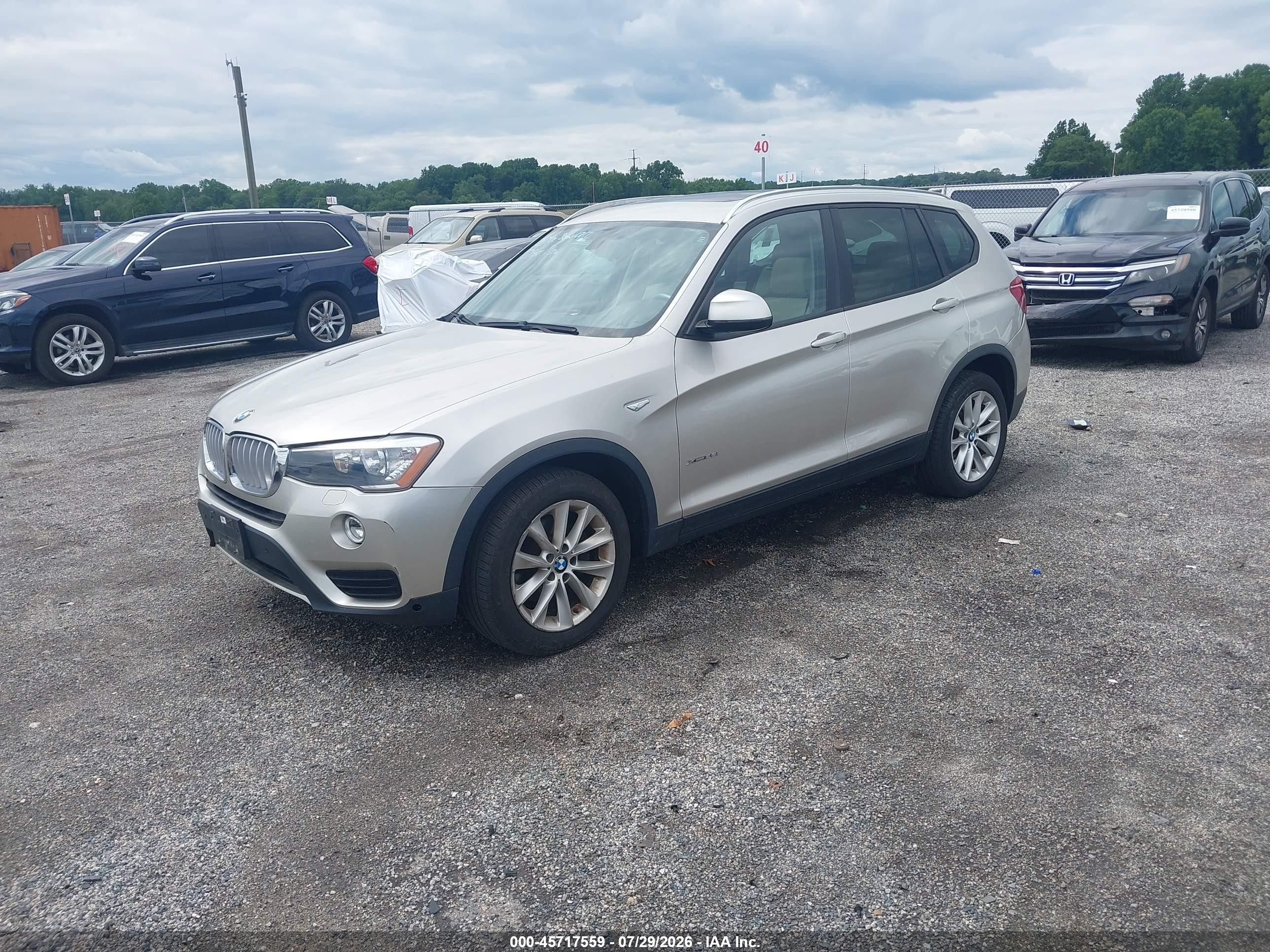 2015 Bmw X3 Xdrive28i Beige vin: 5UXWX9C50F0D59392