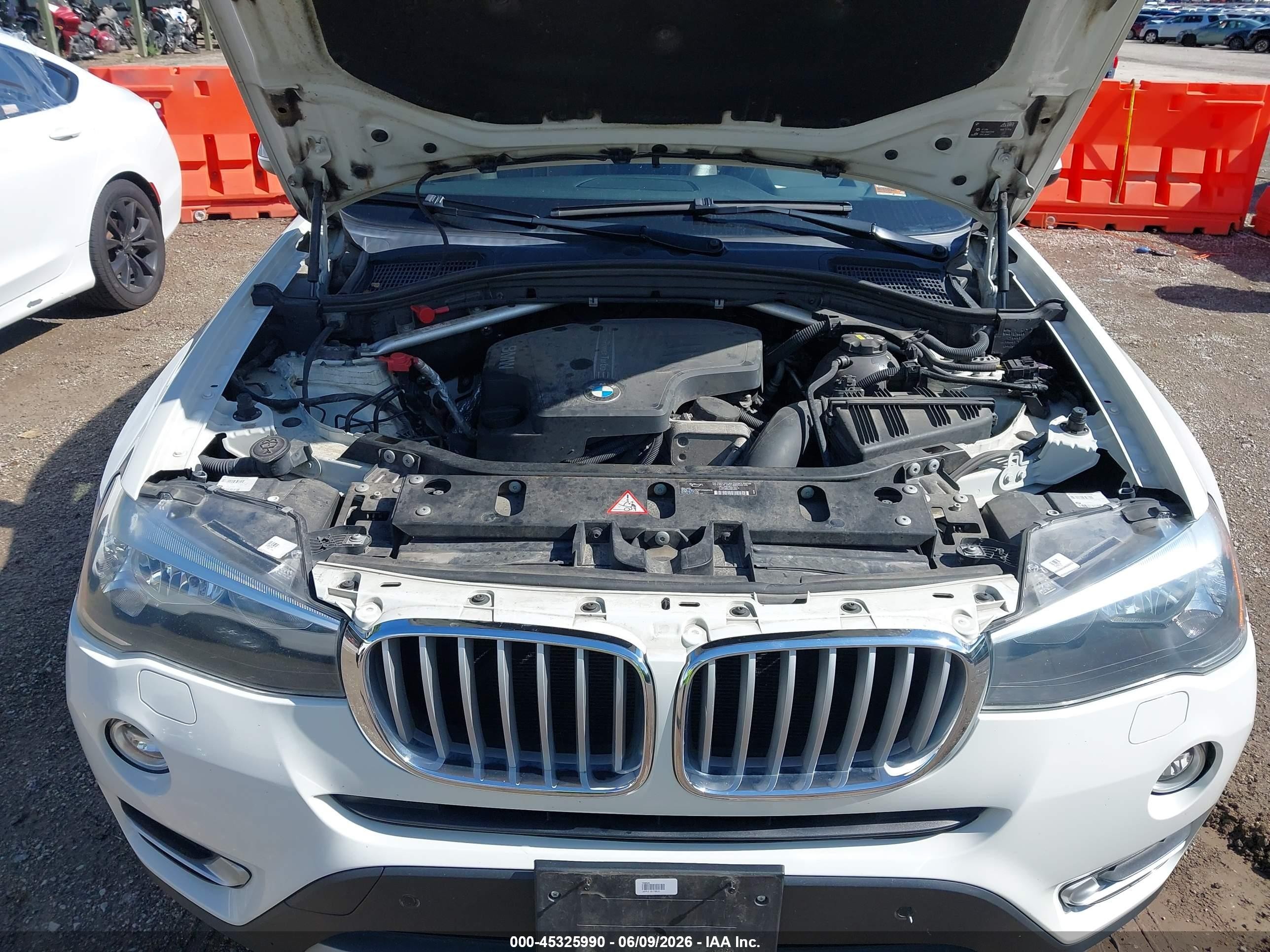 2015 Bmw X3 Xdrive28i White vin: 5UXWX9C50F0D60428