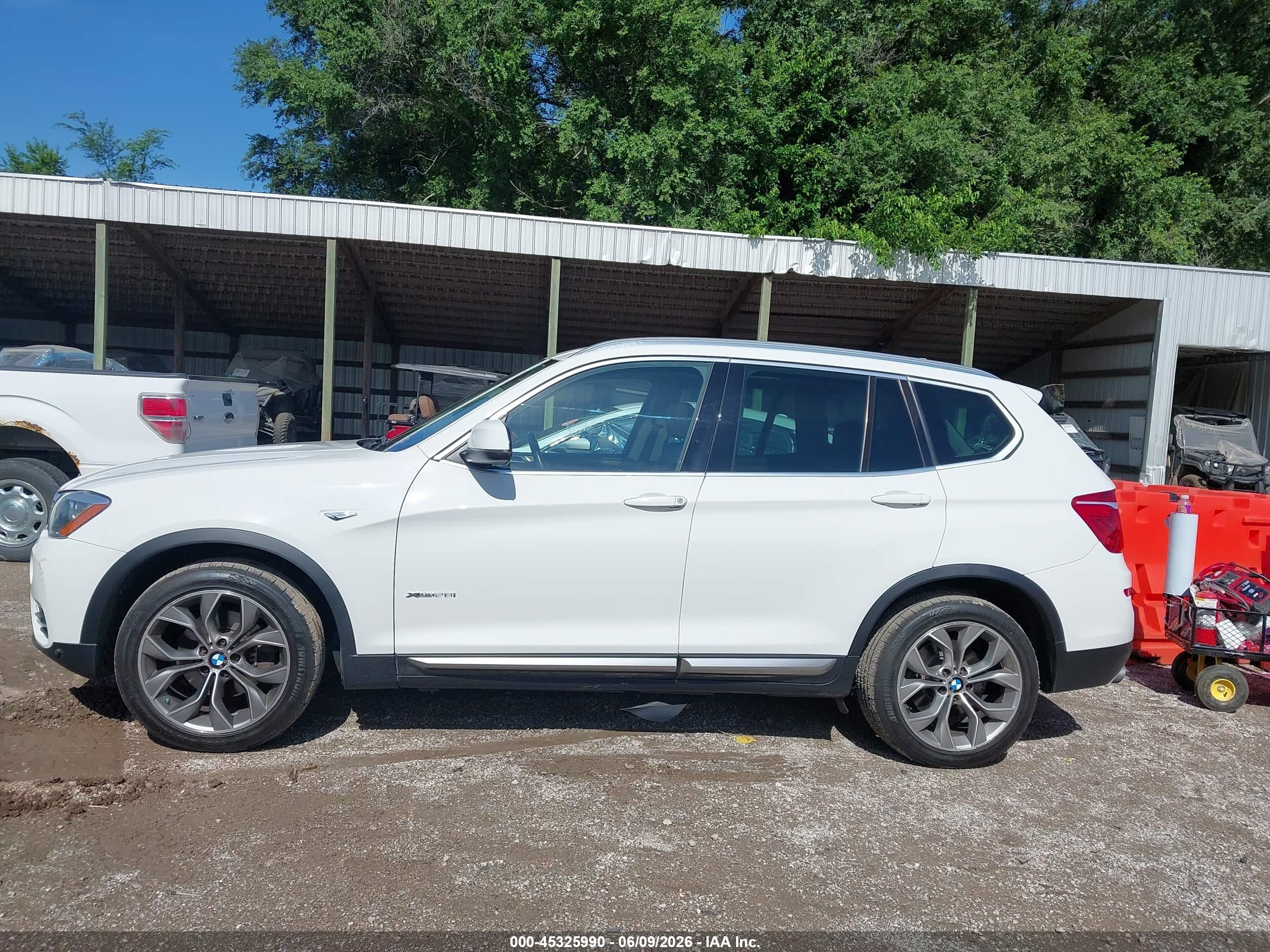 2015 Bmw X3 Xdrive28i White vin: 5UXWX9C50F0D60428