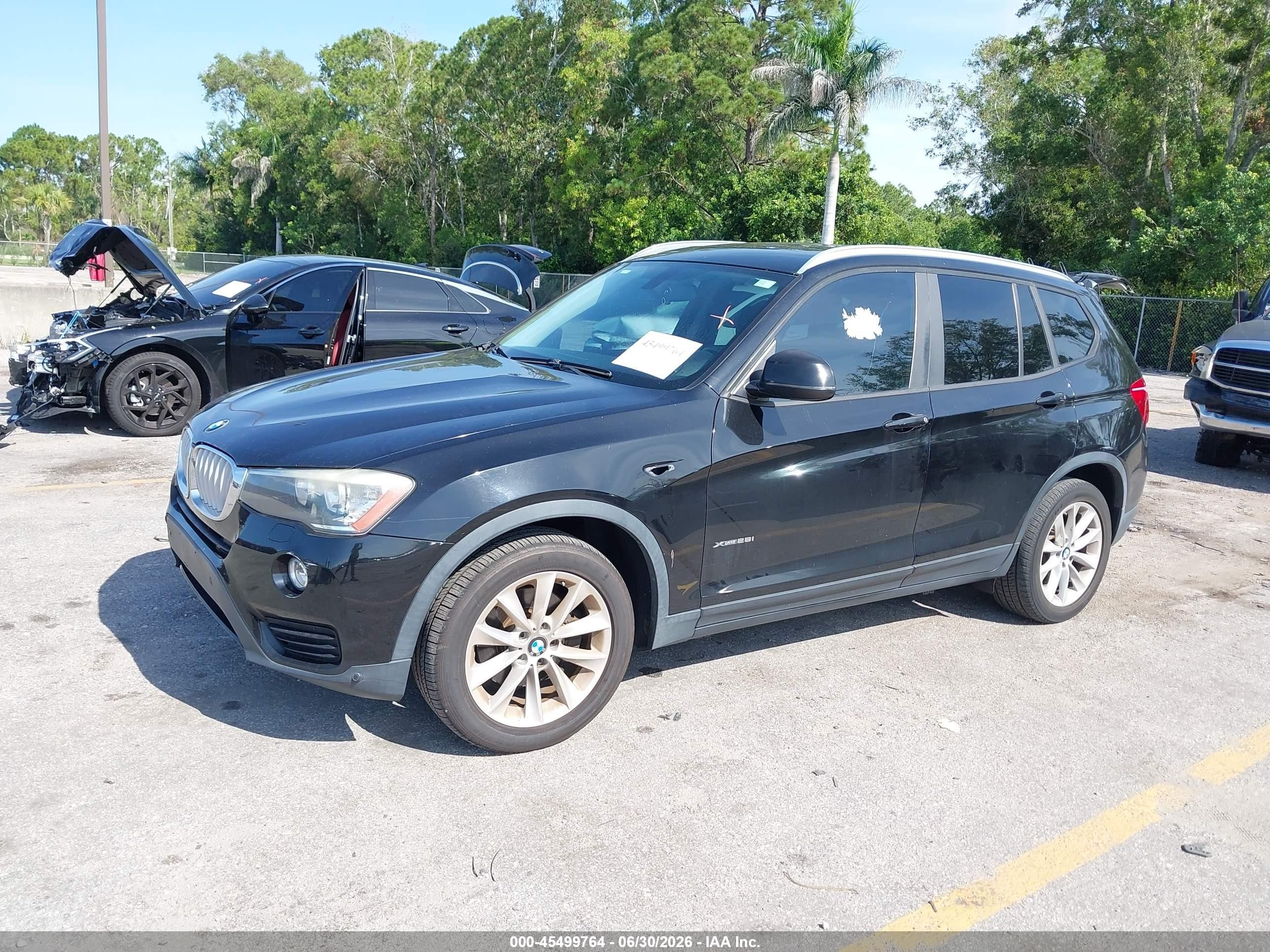 2015 Bmw X3 Xdrive28i Black vin: 5UXWX9C50F0D60641