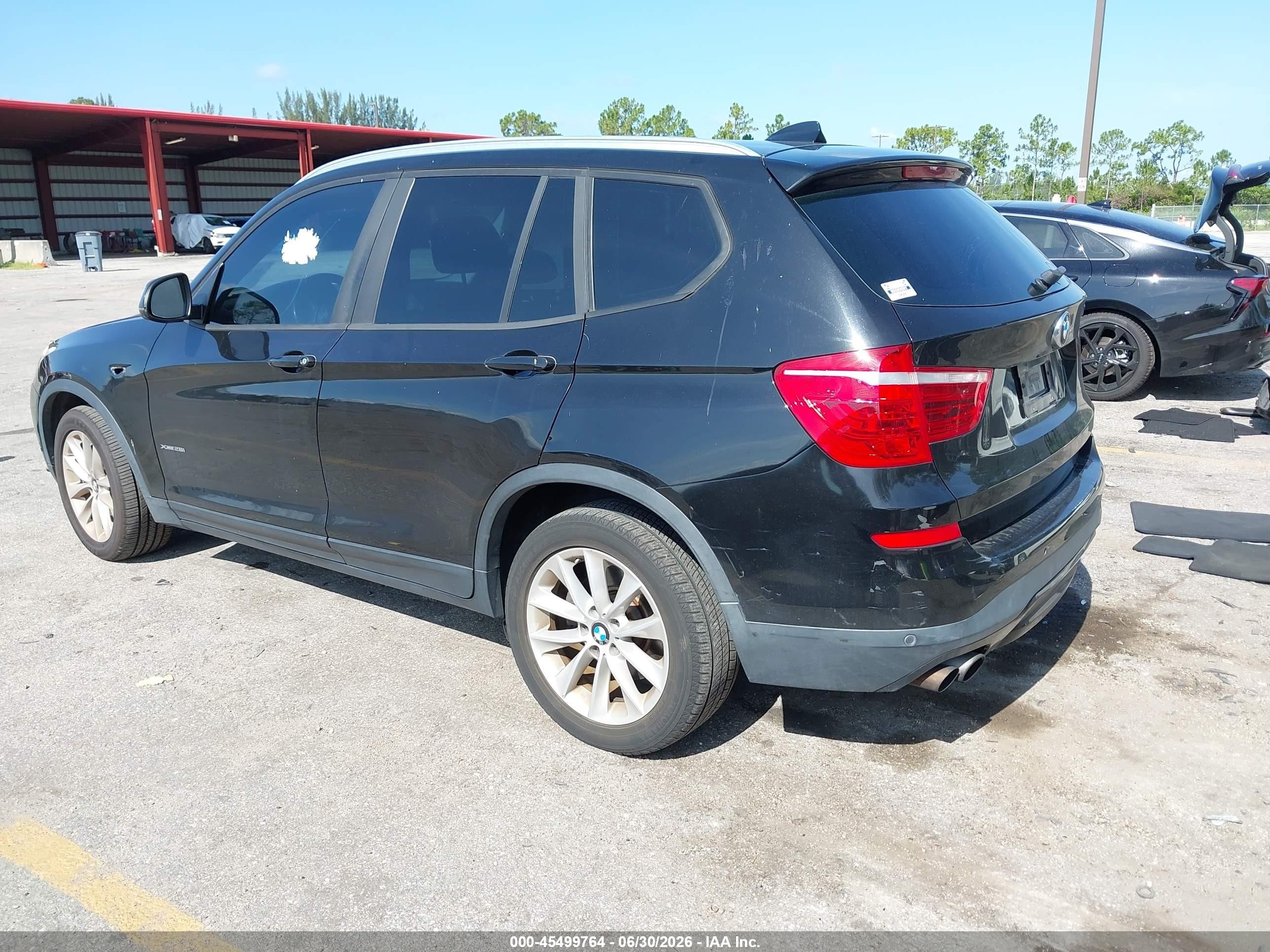 2015 Bmw X3 Xdrive28i Black vin: 5UXWX9C50F0D60641