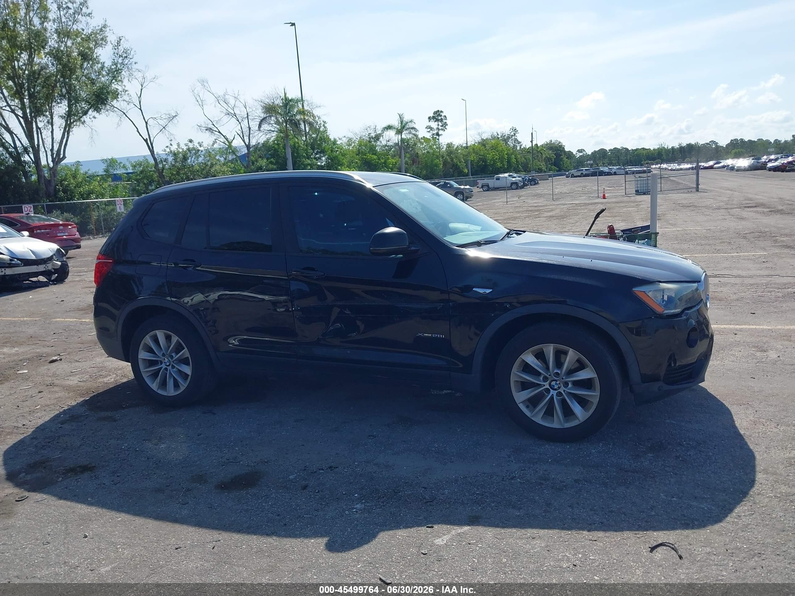 2015 Bmw X3 Xdrive28i Black vin: 5UXWX9C50F0D60641