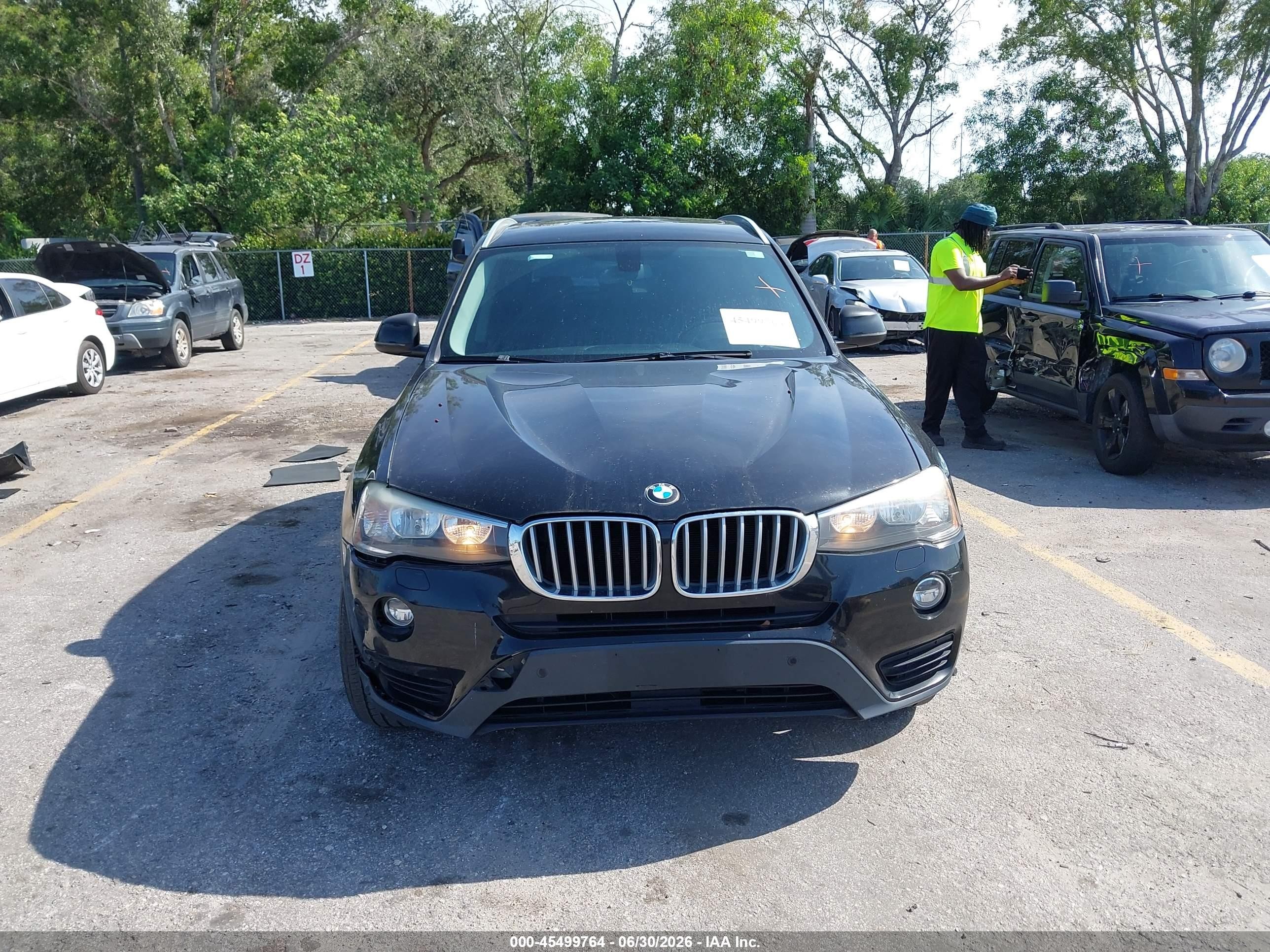 2015 Bmw X3 Xdrive28i Black vin: 5UXWX9C50F0D60641
