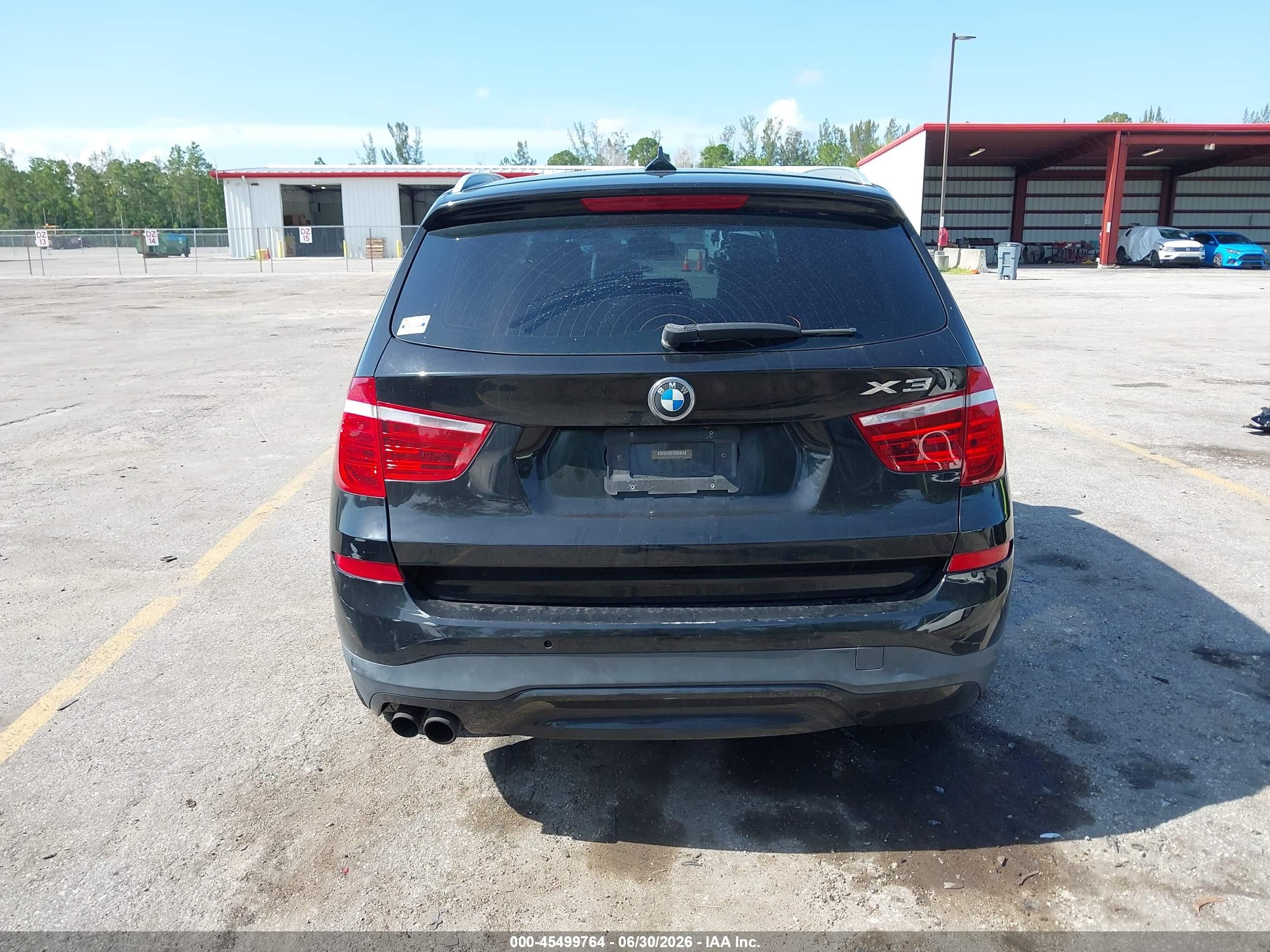 2015 Bmw X3 Xdrive28i Black vin: 5UXWX9C50F0D60641