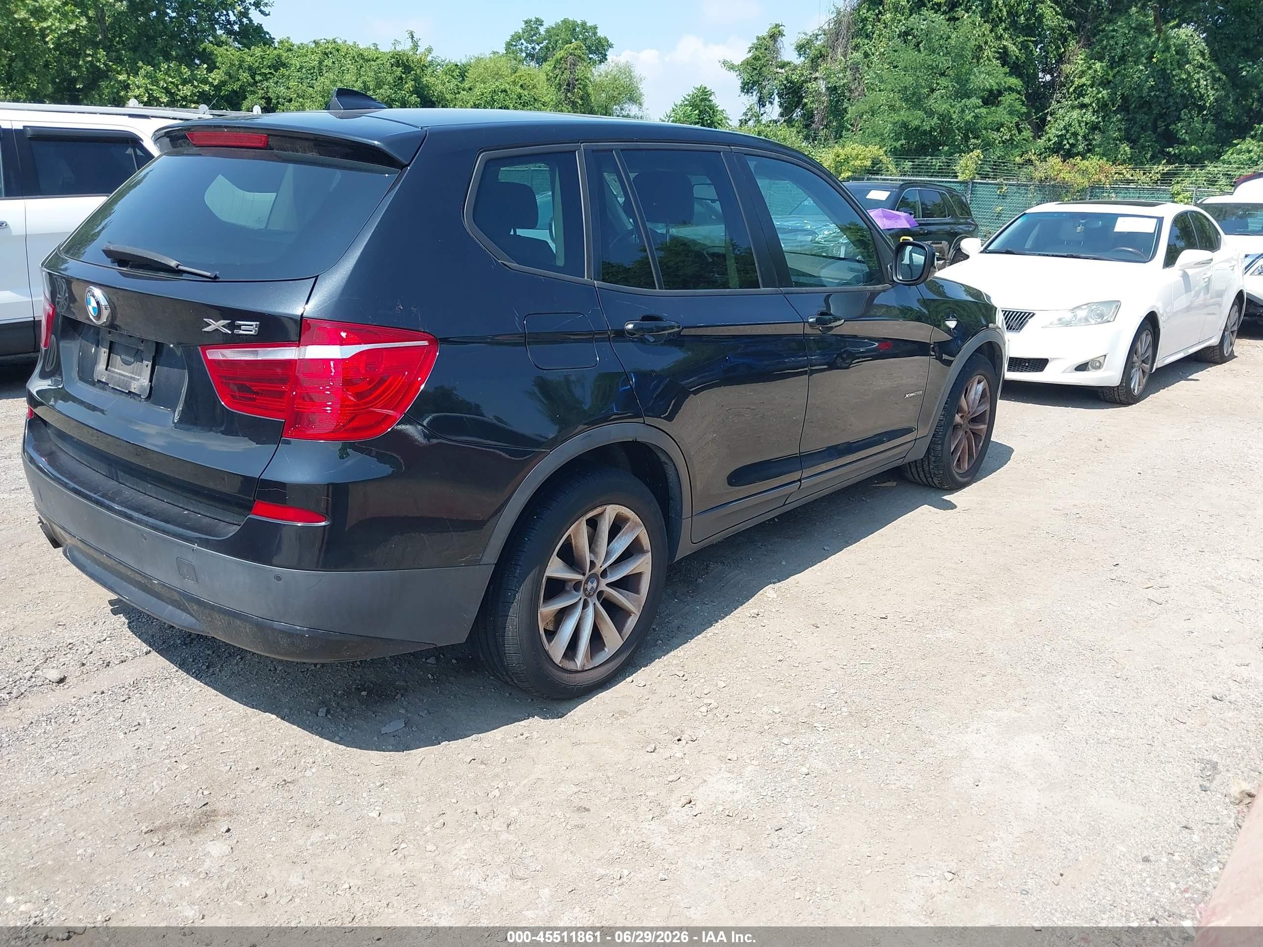 2013 Bmw X3 Xdrive28i Black vin: 5UXWX9C51D0A25725