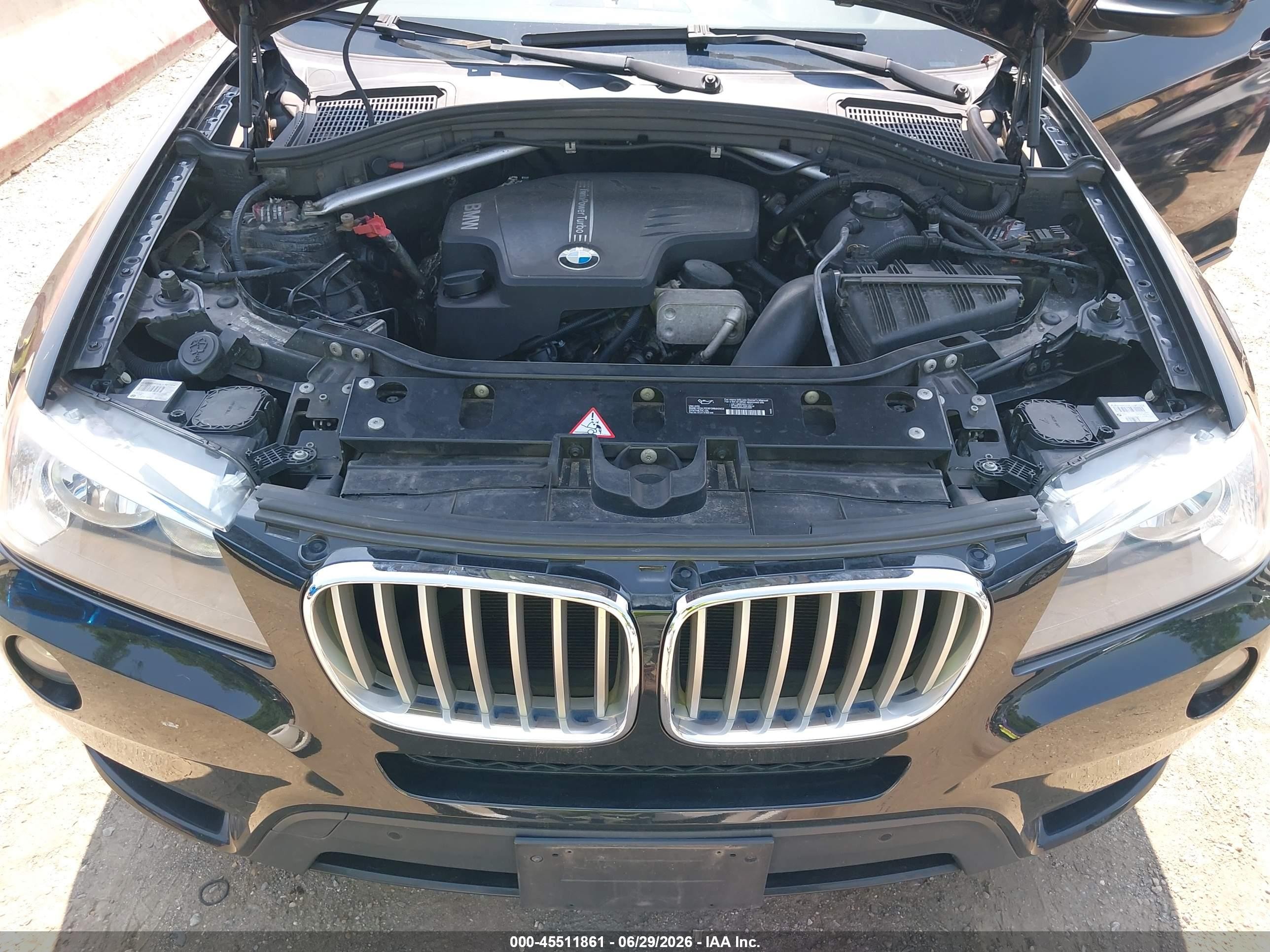 2013 Bmw X3 Xdrive28i Black vin: 5UXWX9C51D0A25725