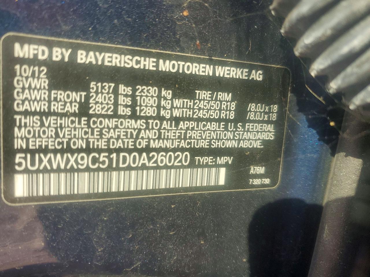 2013 Bmw X3 Xdrive28i Blue vin: 5UXWX9C51D0A26020