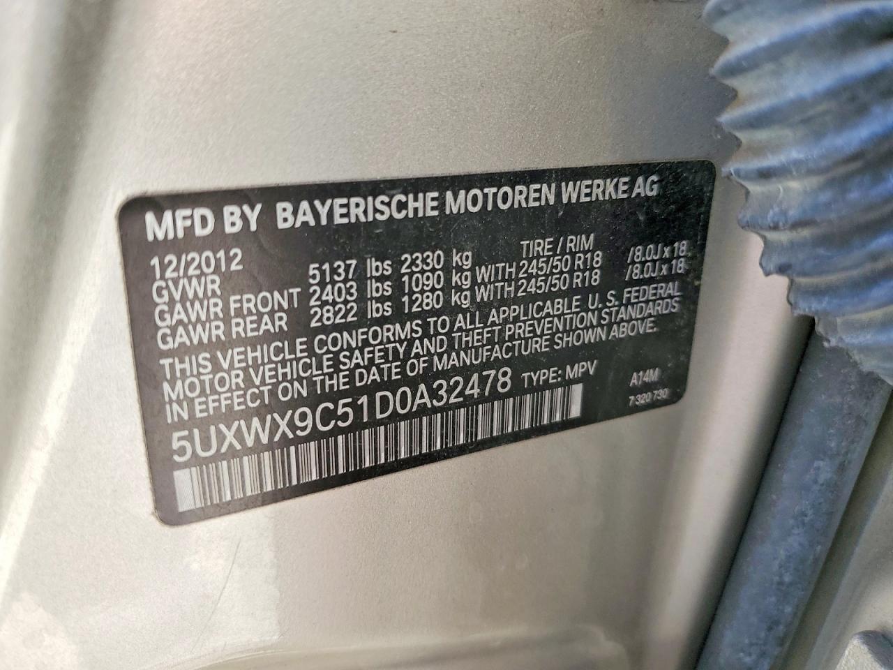 2013 Bmw X3 Xdrive28i Серебряный vin: 5UXWX9C51D0A32478