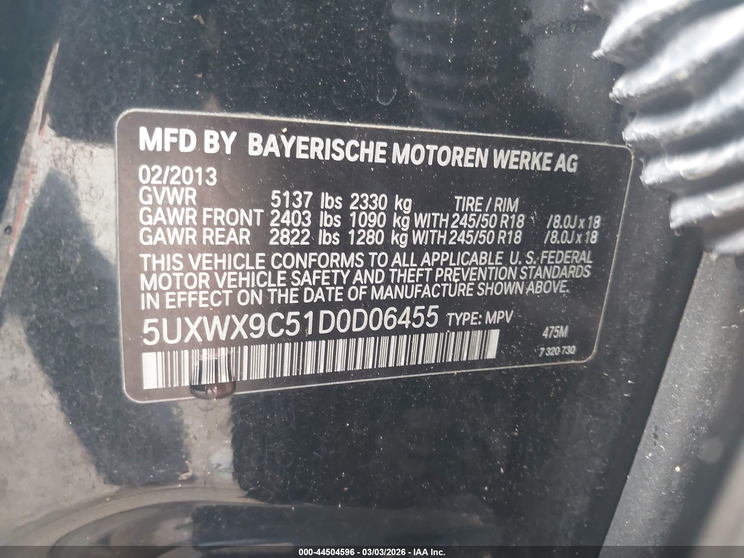 2013 Bmw X3 Xdrive28i Black vin: 5UXWX9C51D0D06455