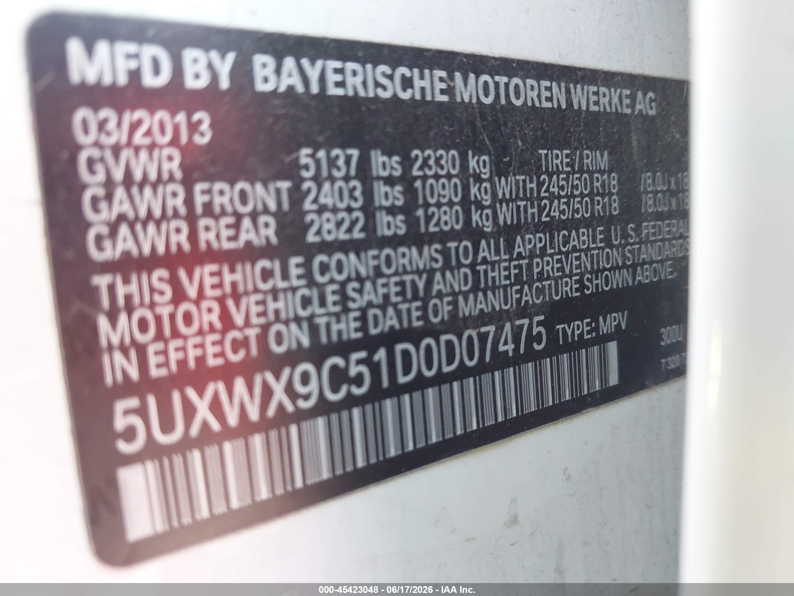 2013 Bmw X3 Xdrive28i White vin: 5UXWX9C51D0D07475
