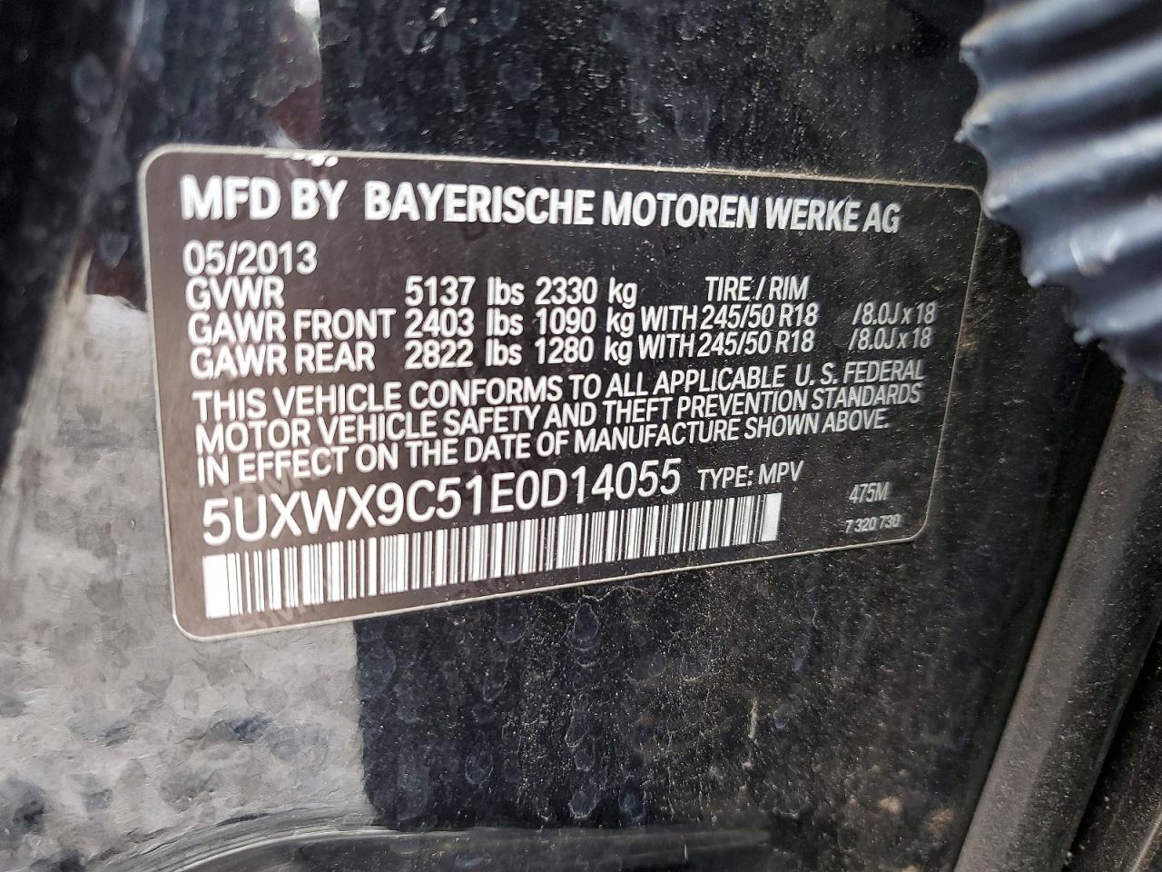 2014 Bmw X3 Xdrive28i Черный vin: 5UXWX9C51E0D14055