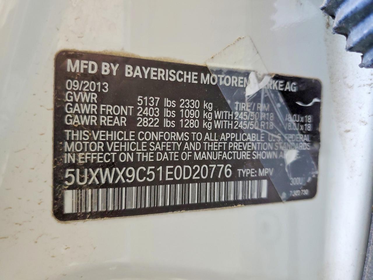 2014 Bmw X3 White vin: 5UXWX9C51E0D20776