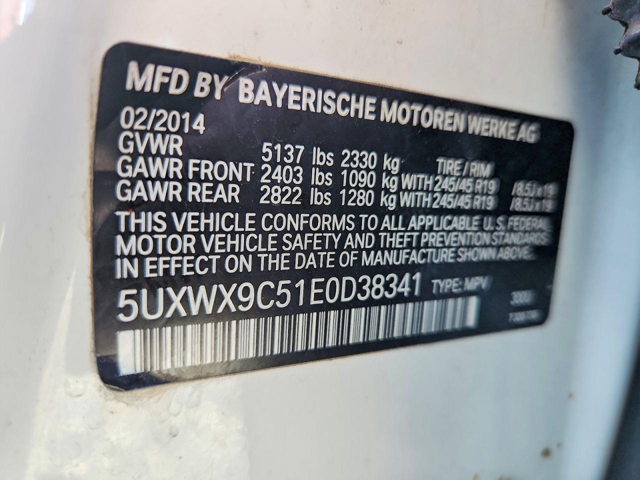 2014 Bmw X3 Xdrive28i White vin: 5UXWX9C51E0D38341
