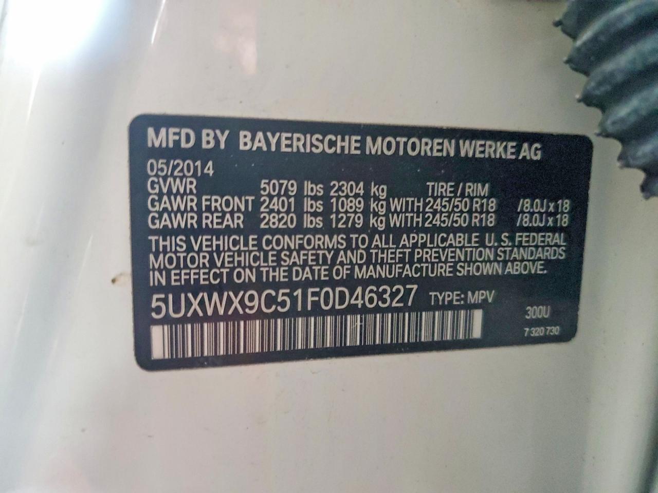 2015 Bmw X3 Xdrive28i White vin: 5UXWX9C51F0D46327